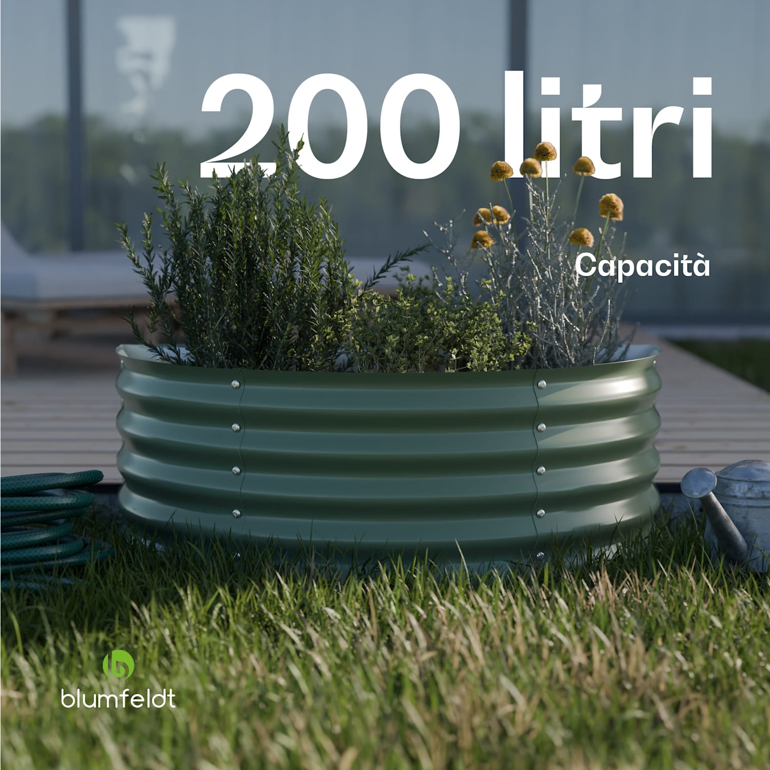 High Grow Half Circle - Aiuola rialzata da 105 x 43 x 60 cm, in lamiera d'acciaio ondulata, facile da montare, resistente alla ruggine e al gelo Muschio scuro