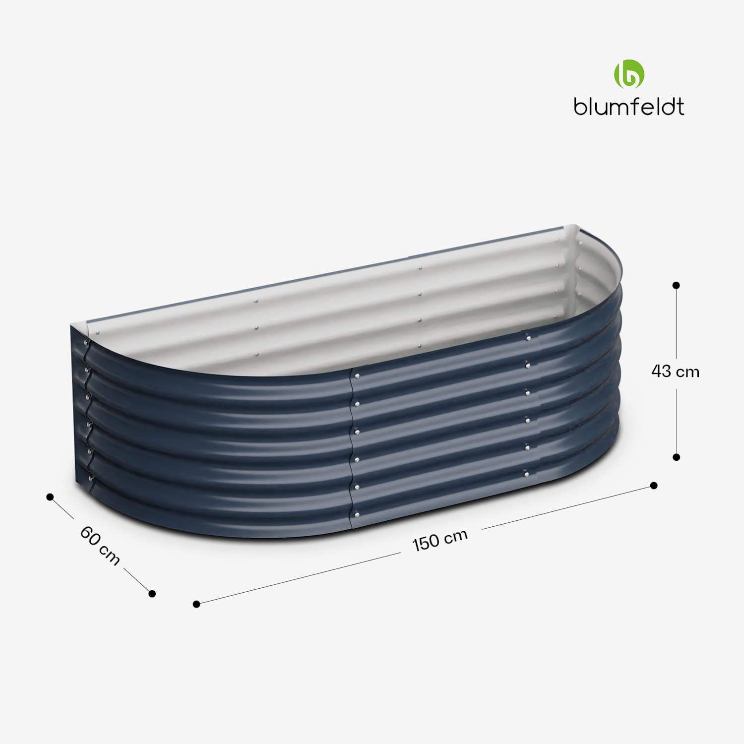 Dvignjena gredica High Grow Extended, 150x43x60 cm, iz valovite jeklene pločevine, enostavna za montažo, odporna proti rji in mrazu Antracit