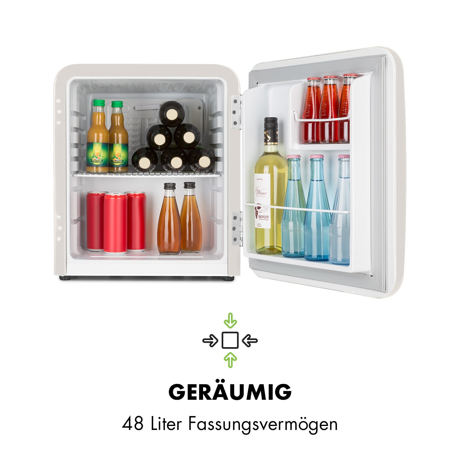 Audrey Mini Retro-Kühlschrank 48l 2 Ebenen 48 Ltr | Vintage-Creme