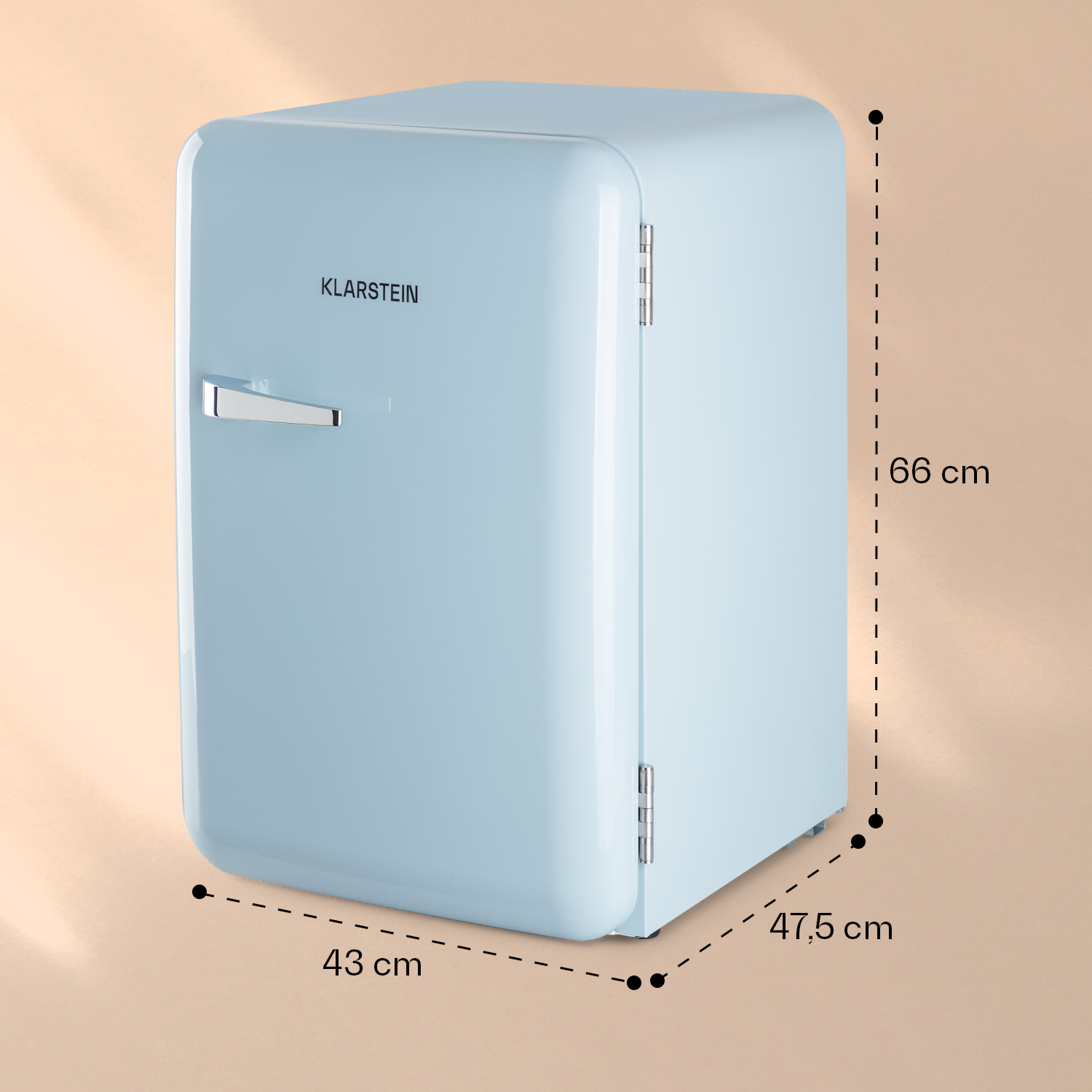 Réfrigérateur rétro Audrey 70 litres 3 étagères 2 compartiments de porte Éclairage intérieur 70 L | Bleu Pastel