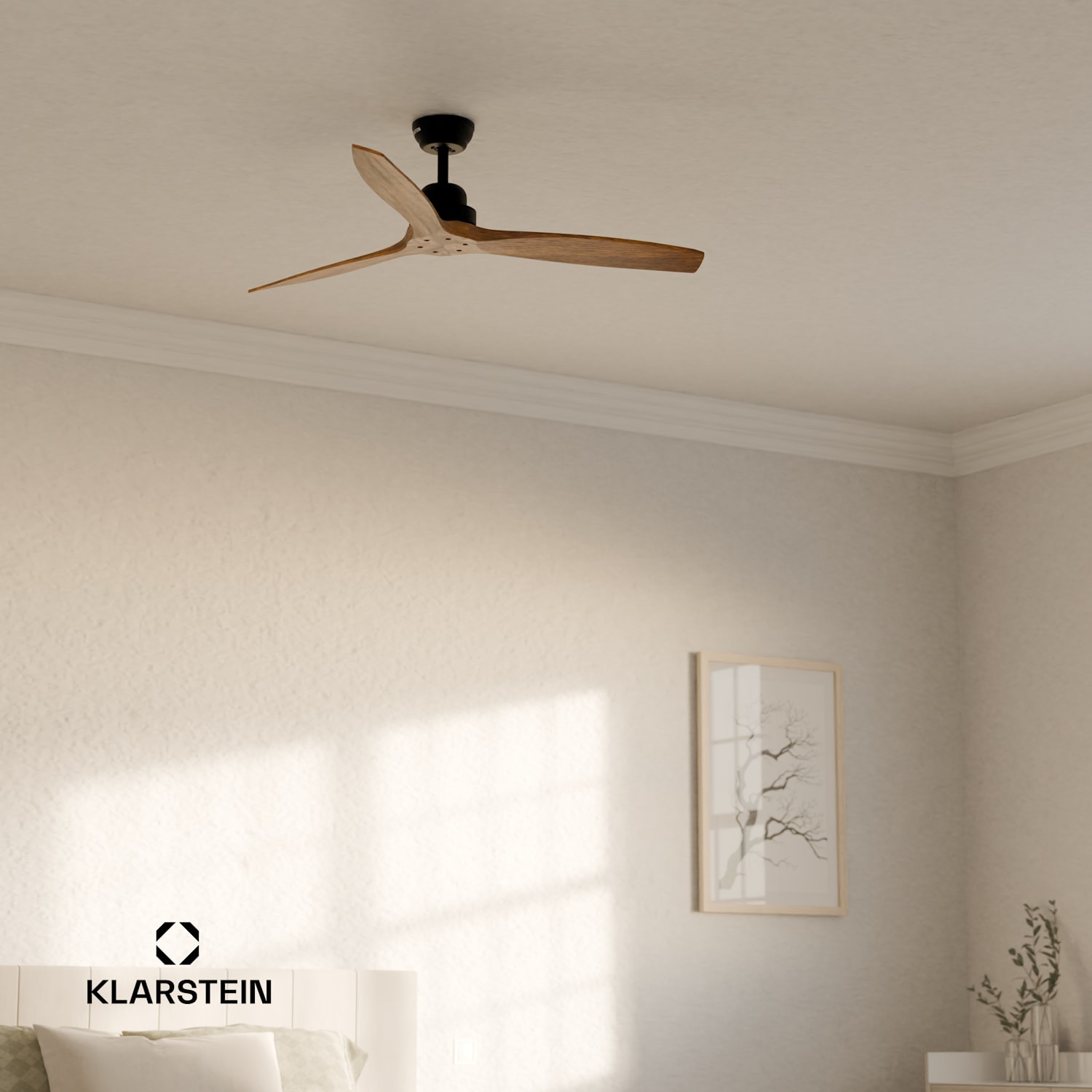 Santa Elena Ventilateur de plafond 52" 9.060m³/h Pales en bois véritable 6 vitesses Télécommande 