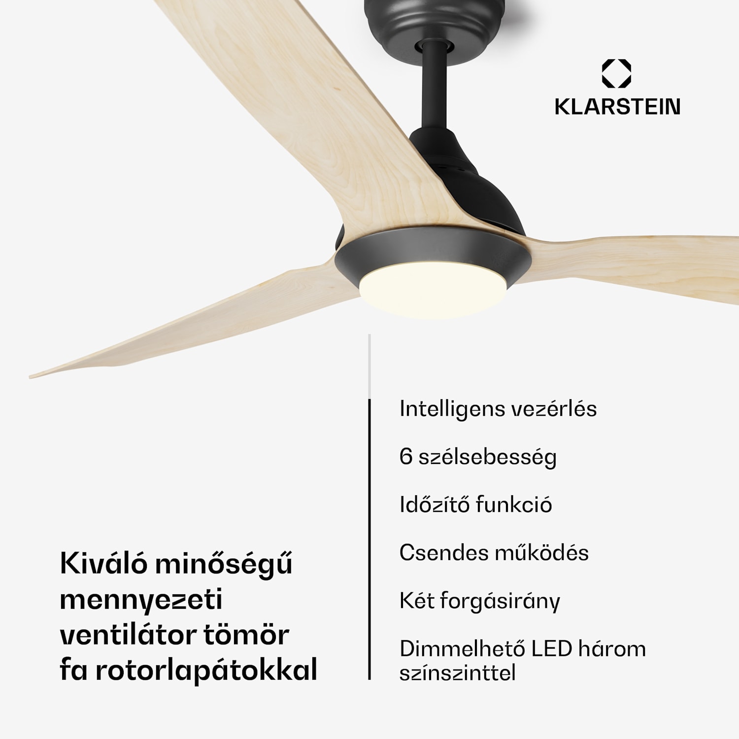 Fiji Flow 2 az 1-ben Smart, mennyezeti ventilátor, Ø 152 cm, LED lámpa, távirányító, vezérlés applikáción keresztül, 2 menetirány Juhar