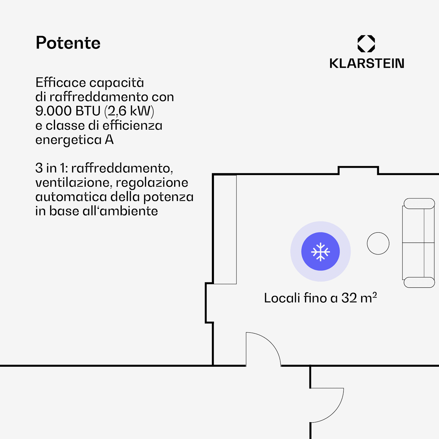 Breeze Box 9K Smart PAC - Climatizzatore | Modalità 3 in 1 | Smart Control | Fino a 32 m² | Timer 24h | Mobile 9.000 BTU | Bianco