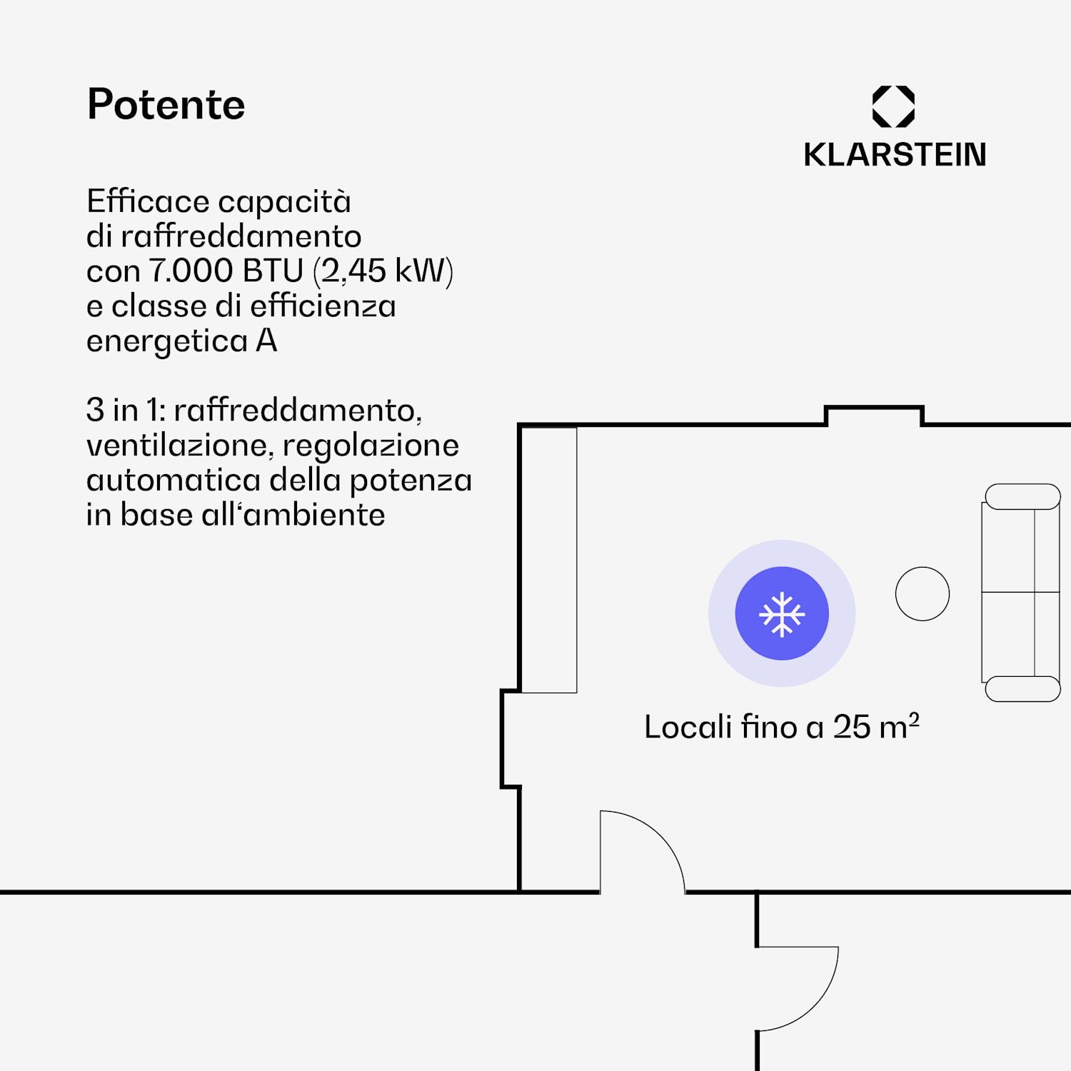 Aero Ring 7K - Condizionatore, 7000 BTU, mobile e smart, per max. 25 m², con controllo vocale 7.000 BTU | Bianco