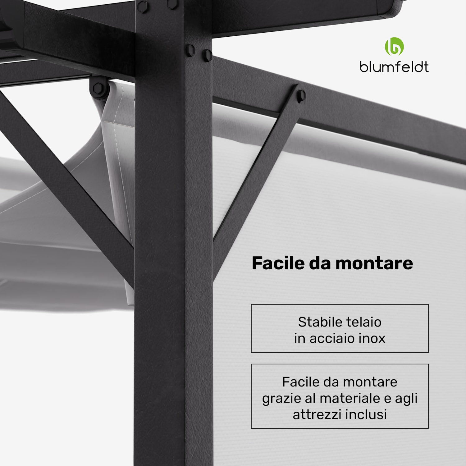 Blumfeldt Pantheon Robust - Pergola, 3x4m, in acciaio verniciato a polvere, resistente agli agenti atmosferici, imposte laterali 3 x 4 m | Con pareti laterali | Beige
