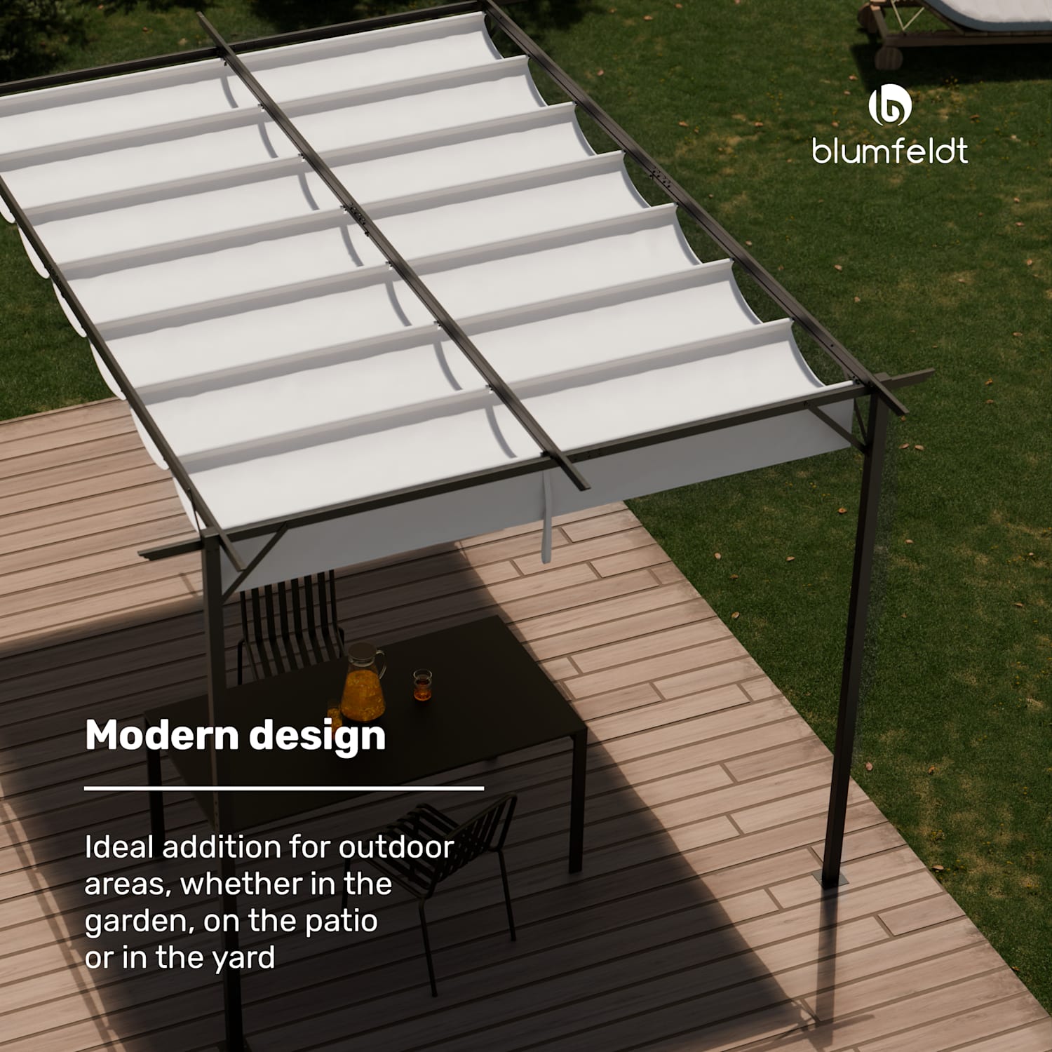 Blumfeldt Pantheon Robust pergola 3x4m weather-resistant powder-coated steel 3 x 4 m | Without side walls | Beige