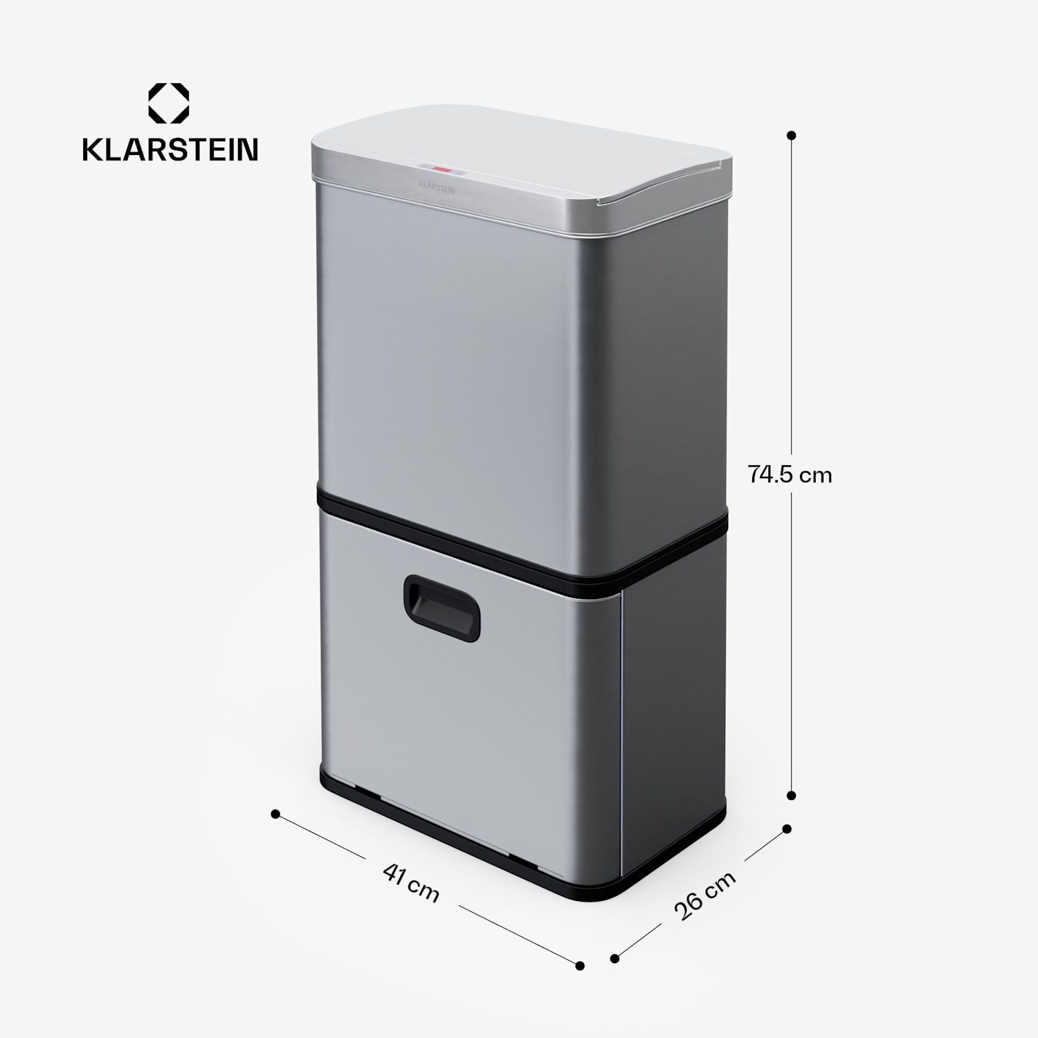 Touchless sensorijätesäiliö 56 l ruostumatonta terästä Soft Close 3 säiliötä LED-näyttö ajastin 