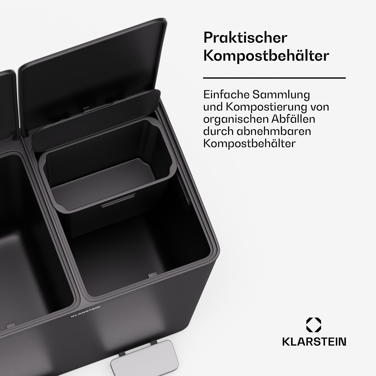 EcoVista Mülleimer mit Kompostbehälter Abfalleimer 40 Liter + 3L Kompostbehälter Soft-Close 