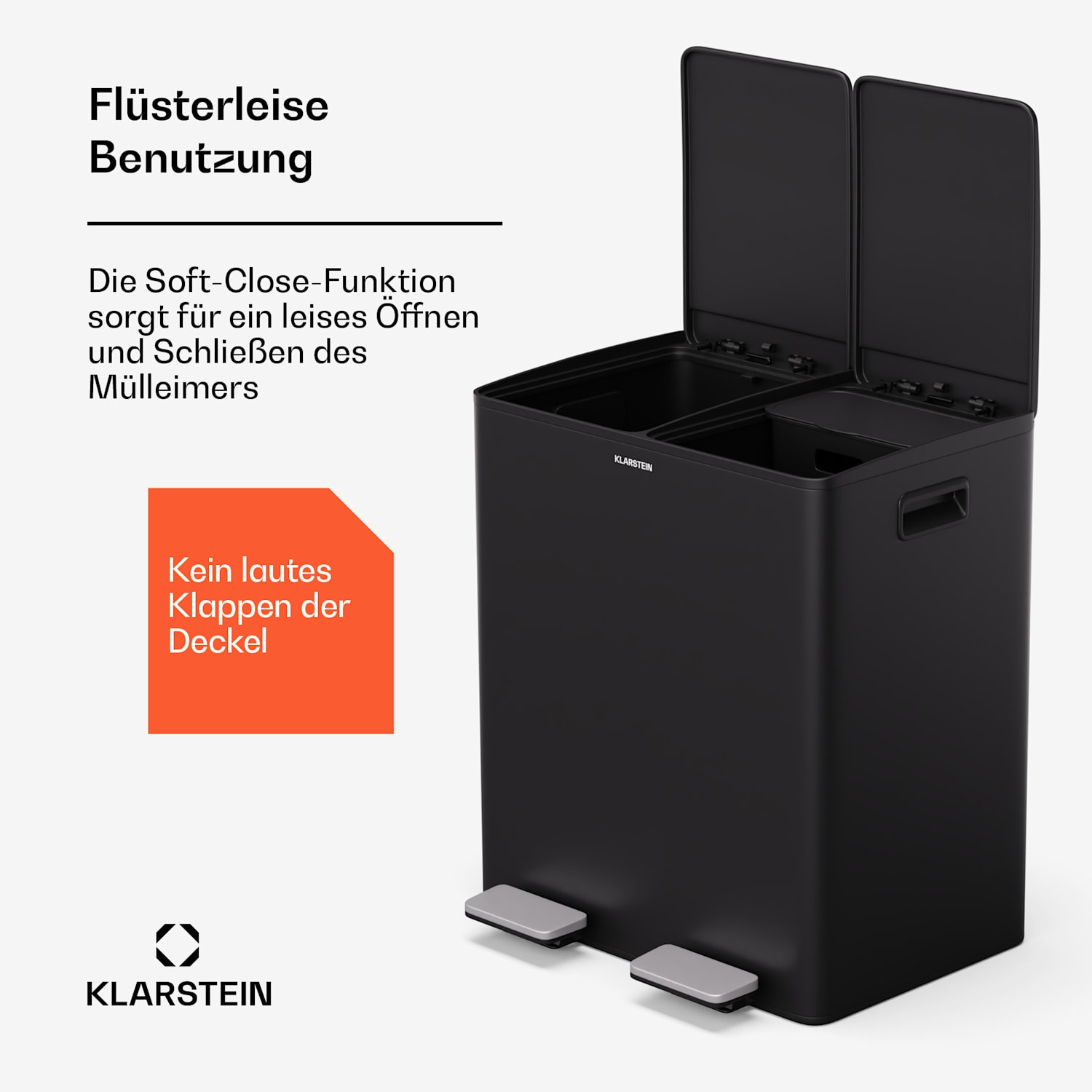 EcoVista Mülleimer mit Kompostbehälter Abfalleimer 40 Liter + 3L Kompostbehälter Soft-Close 