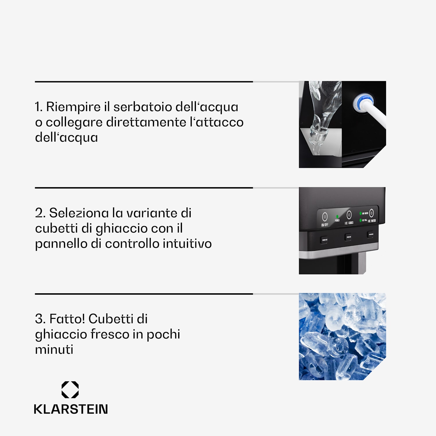 ArcticBlend 3in1 Fabbricatore di ghiaccio | 20 kg/24h | Ghiaccio a forma cilindrica | Ghiaccio tritato | Erogatore d'acqua 