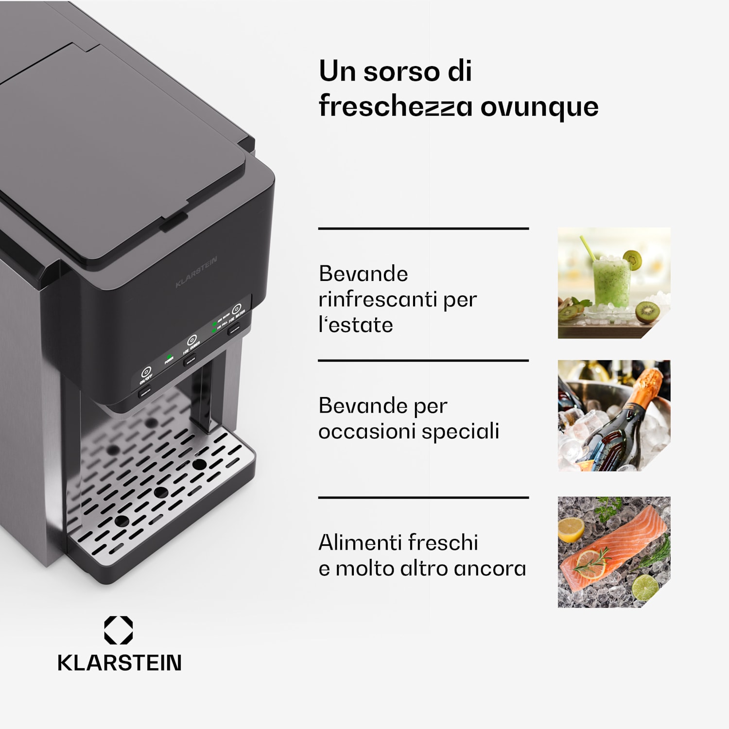ArcticBlend 3in1 Fabbricatore di ghiaccio | 20 kg/24h | Ghiaccio a forma cilindrica | Ghiaccio tritato | Erogatore d'acqua 