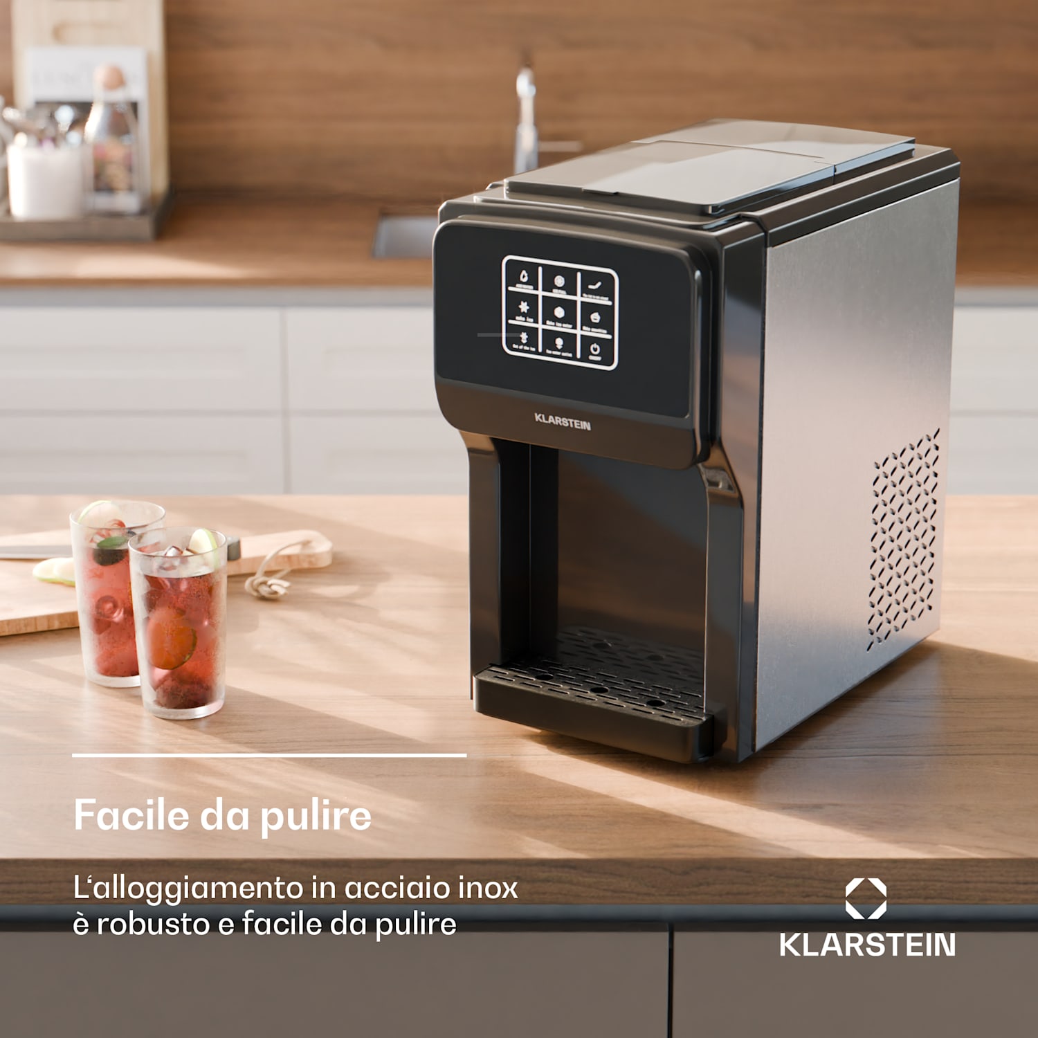 ArcticBlend 3in1 Fabbricatore di ghiaccio | 20 kg/24h | Ghiaccio a forma cilindrica | Ghiaccio tritato | Erogatore d'acqua 