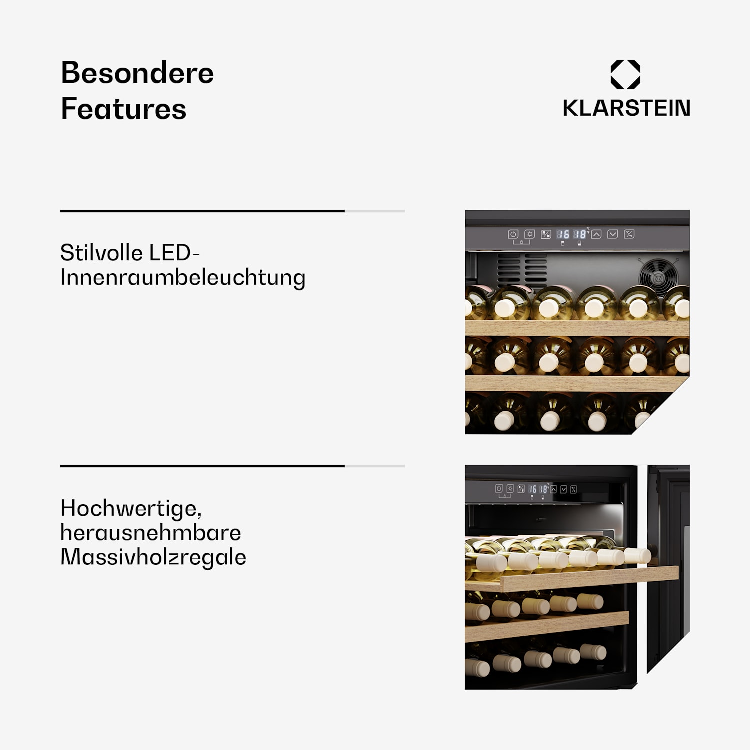 Rhone 28 Uno Weinkühlschrank | 28 Flaschen | LED-Steuerung | Push-to-Open | leise 28 Flaschen | 1 Kühlzone | Schwarz
