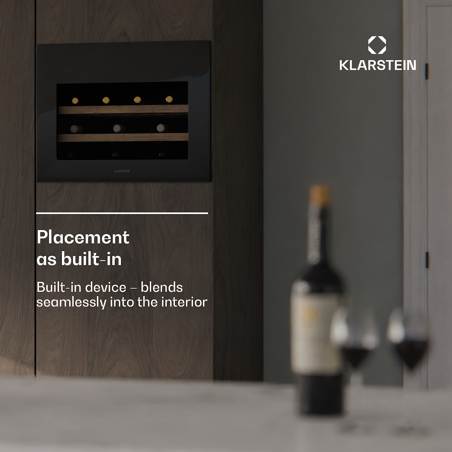 Rhone 28 Uno wine refrigerator | 28 bottles | LED control | push-to-open | quiet 28 bottles | 1 cooling zone | Black