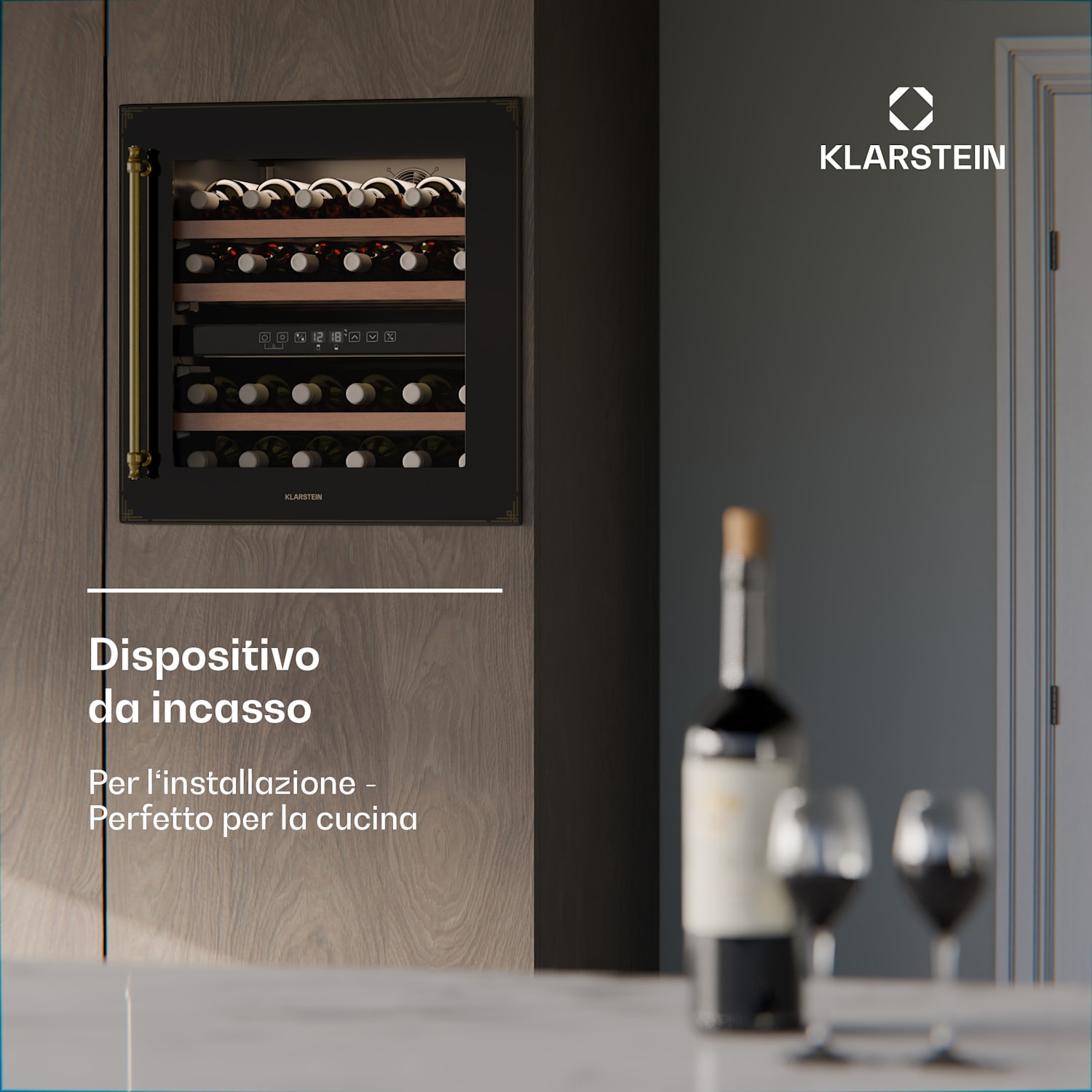 Vinsider Victoria 36 - Frigorifero per vini | 36 bottiglie | Touch | Protezione UV | LED | Silenzioso | 3 ripiani 36 bottiglie | Nero