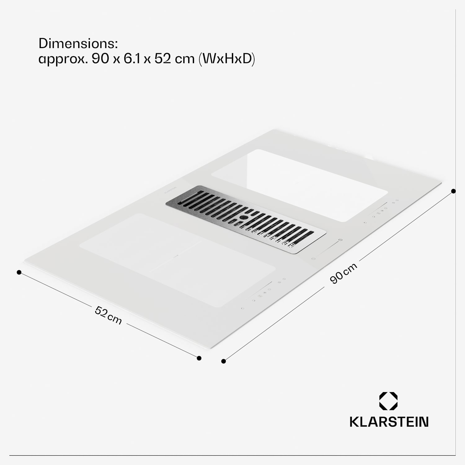 Full House 90 Down Air System Induction Cooker + Extractor Hood 477 m³/h EEC A+ 90 cm | White