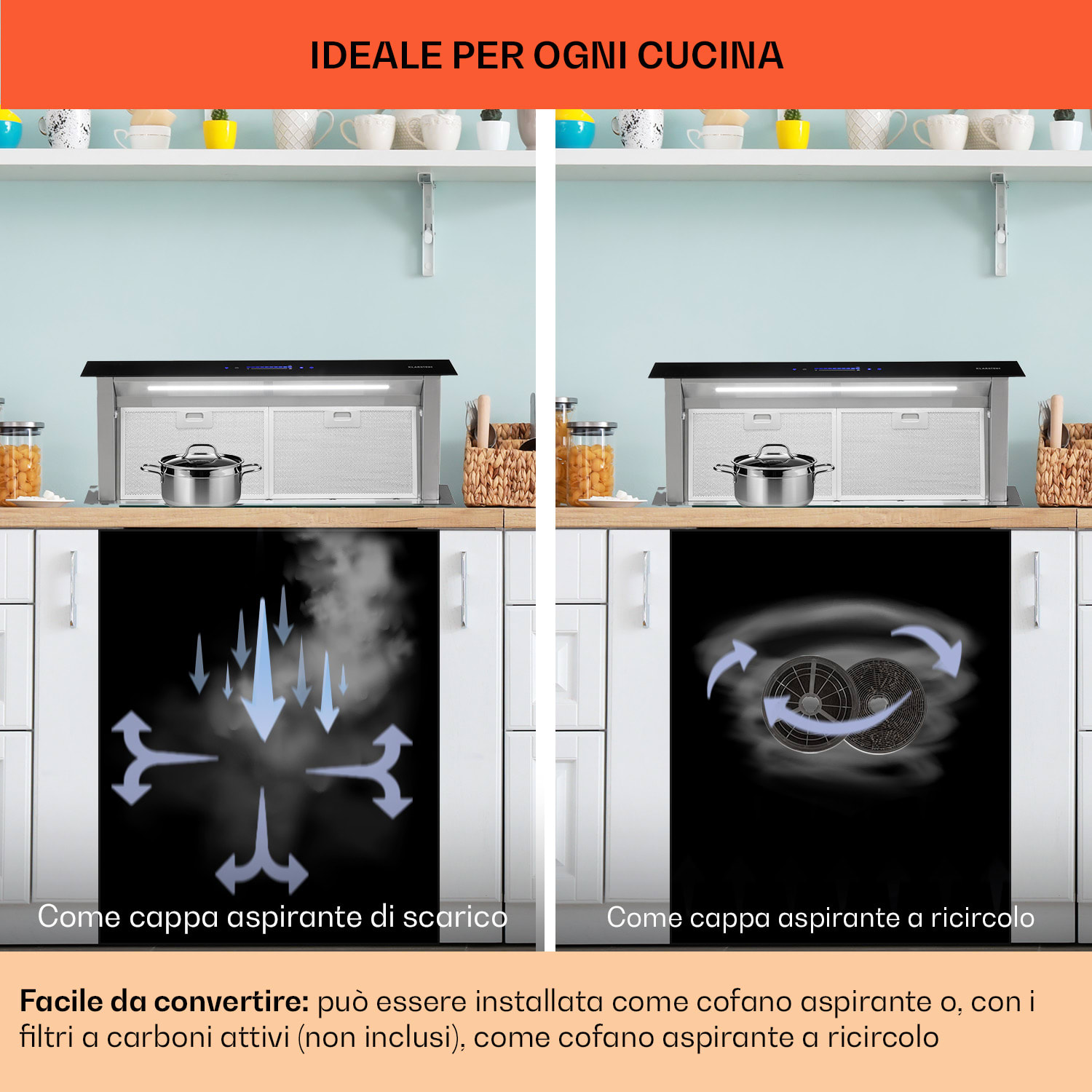 Royal Flush Eco cappa aspirante, 90 cm, 576 m³/h, A+  90 cm | Nero