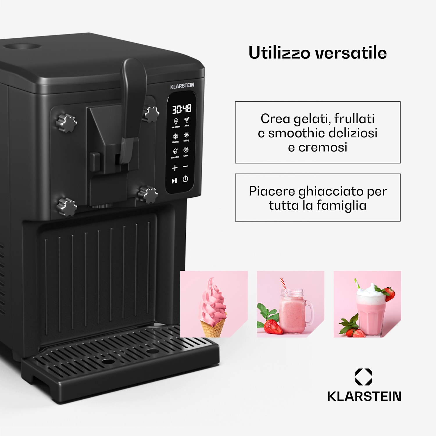 SweetSwirl - Gelatiera | Gelati, frullati e frappè | Pulizia automatica Nero