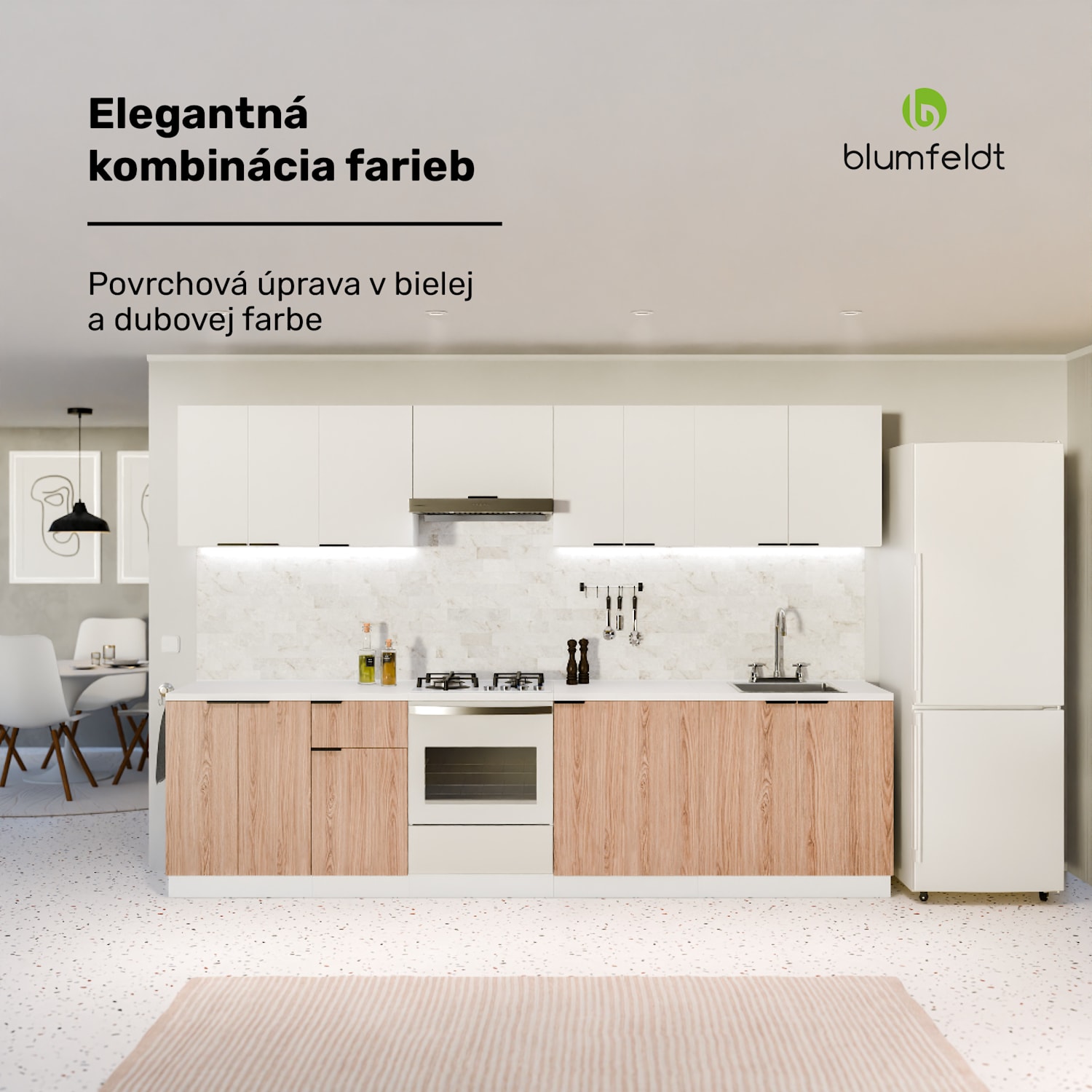WoodVista spodná skrinka drezu, Robustná, Soft-Close závesy, Hliníkové rukoväte Základňa drezu 60 cm | Biela / Dub