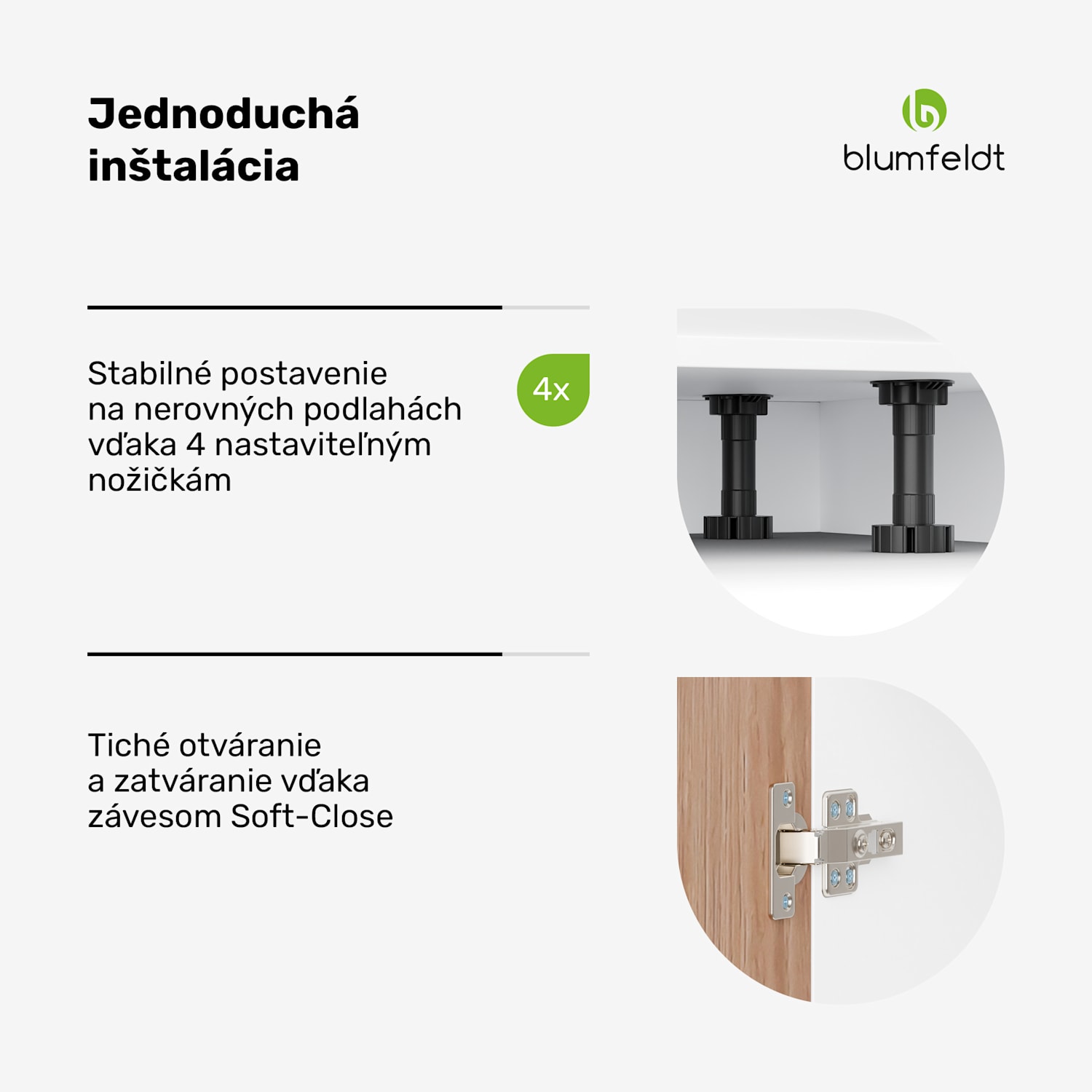 WoodVista spodná skrinka drezu, Robustná, Soft-Close závesy, Hliníkové rukoväte Základňa drezu 60 cm | Biela / Dub