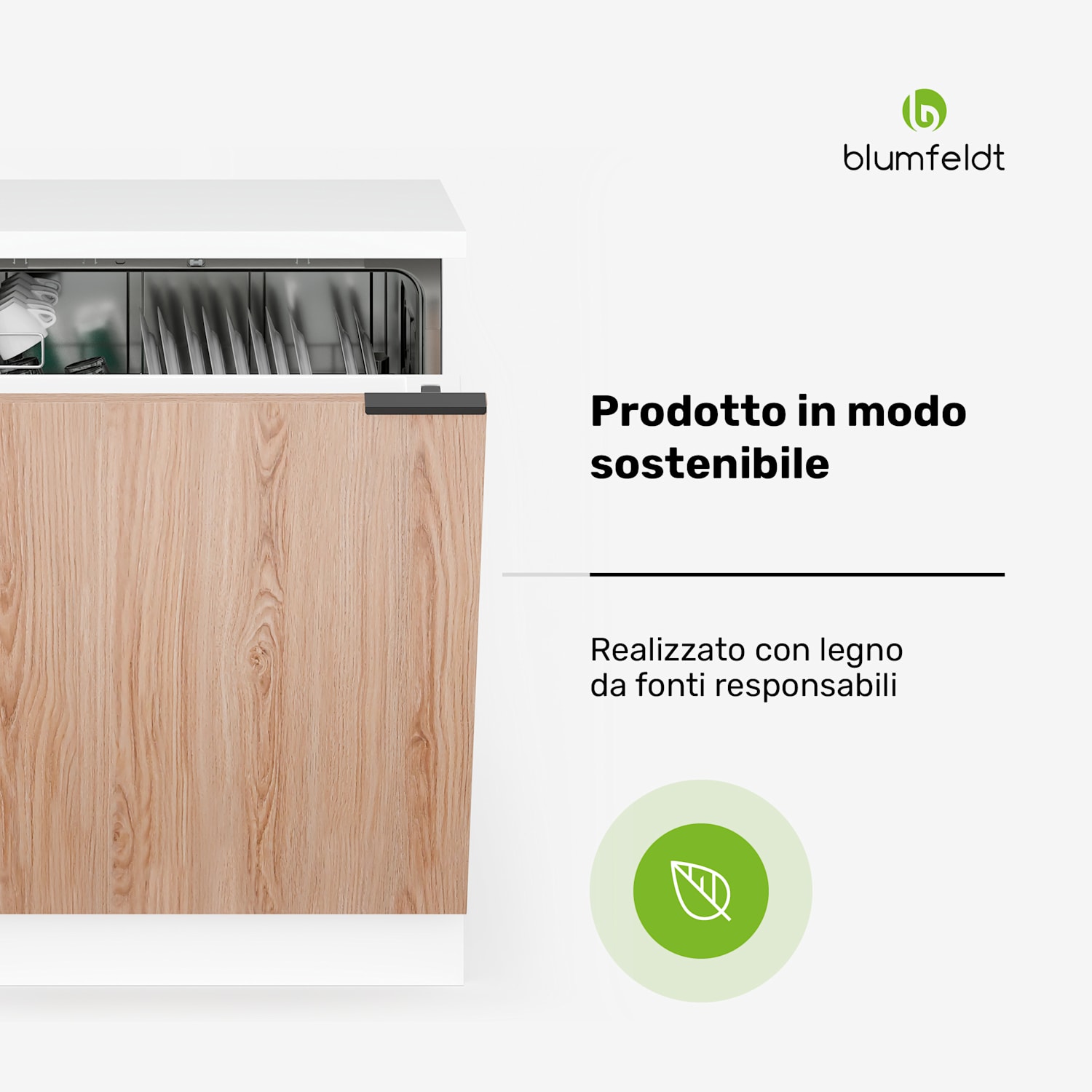 WoodVista - Mobile per lavastoviglie | Robusto piano di lavoro | Integrazione perfetta Mobile per lavastoviglie | Bianco / Rovere