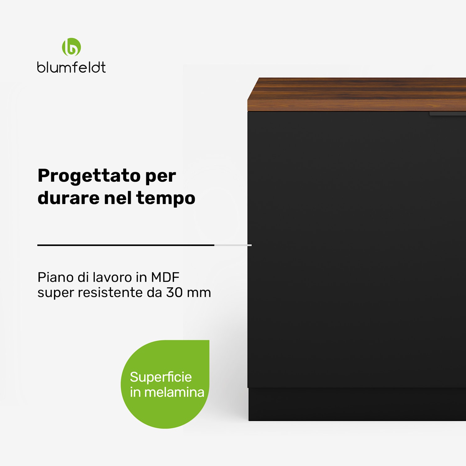 WoodVista - Mobile per lavastoviglie | Piano di lavoro robusto | Integrazione perfetta Mobile per lavastoviglie | Noce/Nero