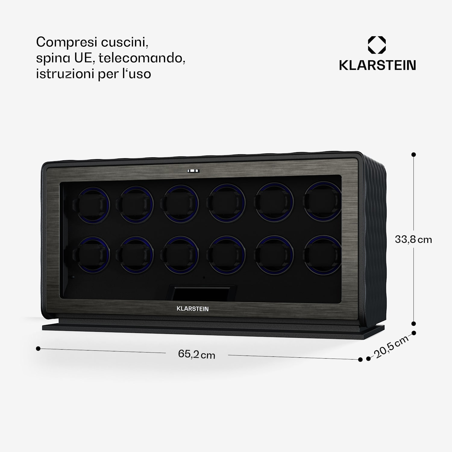 LuminousTime - Caricatore di orologi | 12 orologi | Numerose impostazioni | LED | 10 dB 12 Orologi | Nero