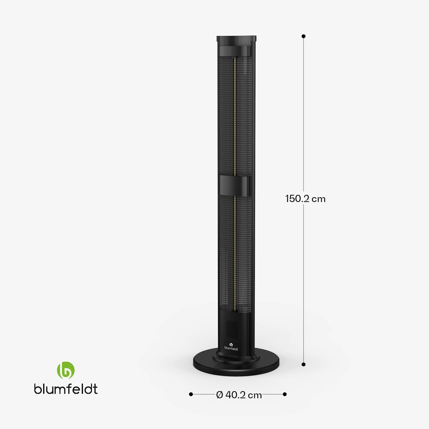 BlazeTower Standheizer | 3000 W | Außenbereich | 3 Stufen | IP45 | Fernbedienung | Timer 