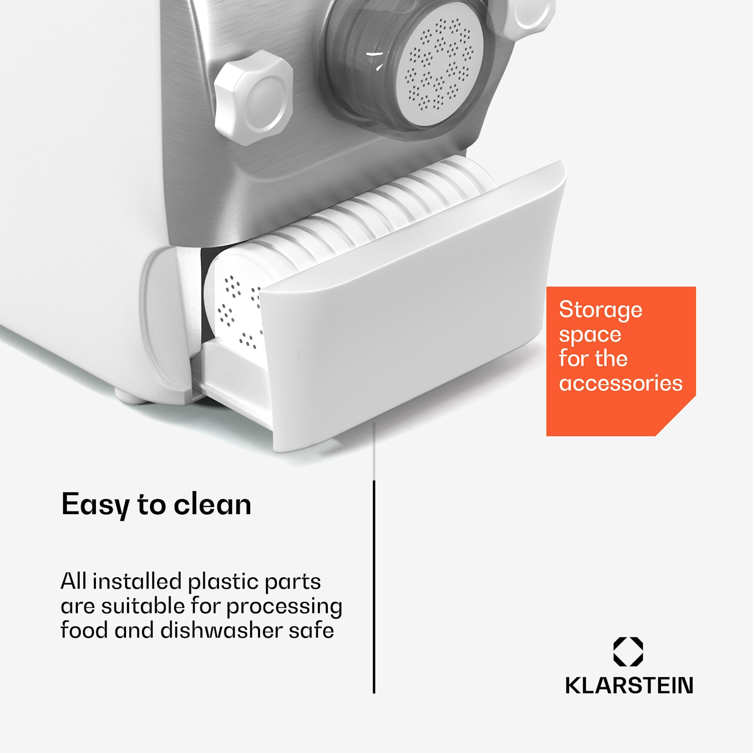 Pastamania pasta machine | 7 attachments | pasta + ravioli | 260 W | easy cleaning White