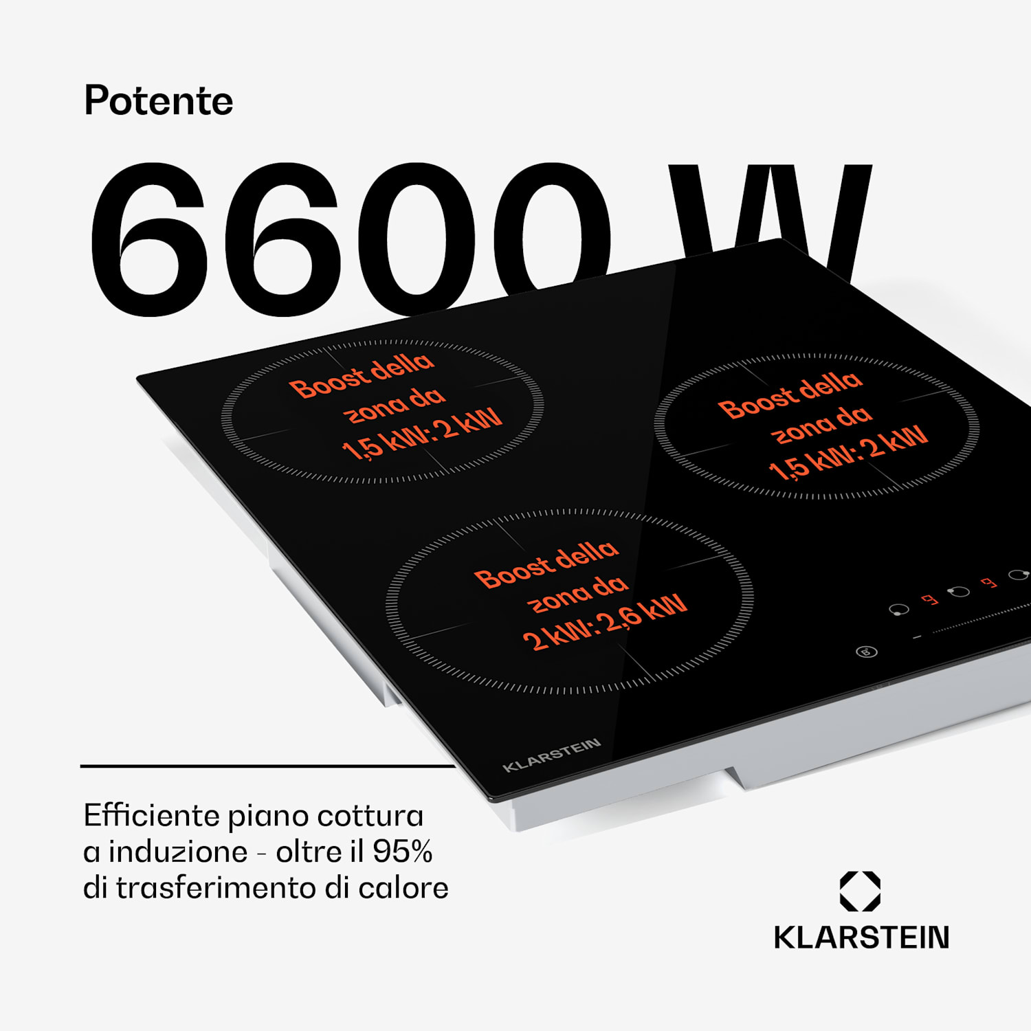 Delicatessa - Piano cottura a induzione | 45 cm | 6600 W | 3 zone di cottura | Slider-Control | Boost Victoria | 45 cm | Nero