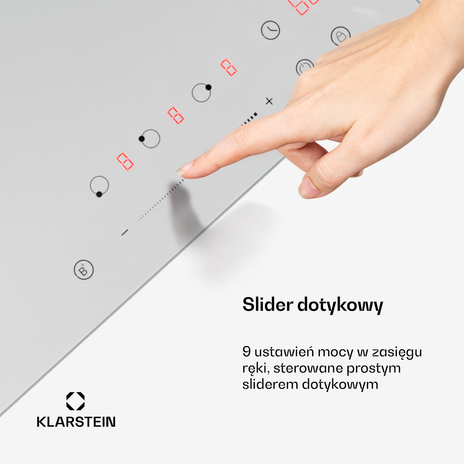 Delicatessa płyta indukcyjna, 45 cm, 6600 W, 3 pola grzewcze, suwak, Boost Victoria | 45 cm | Biały