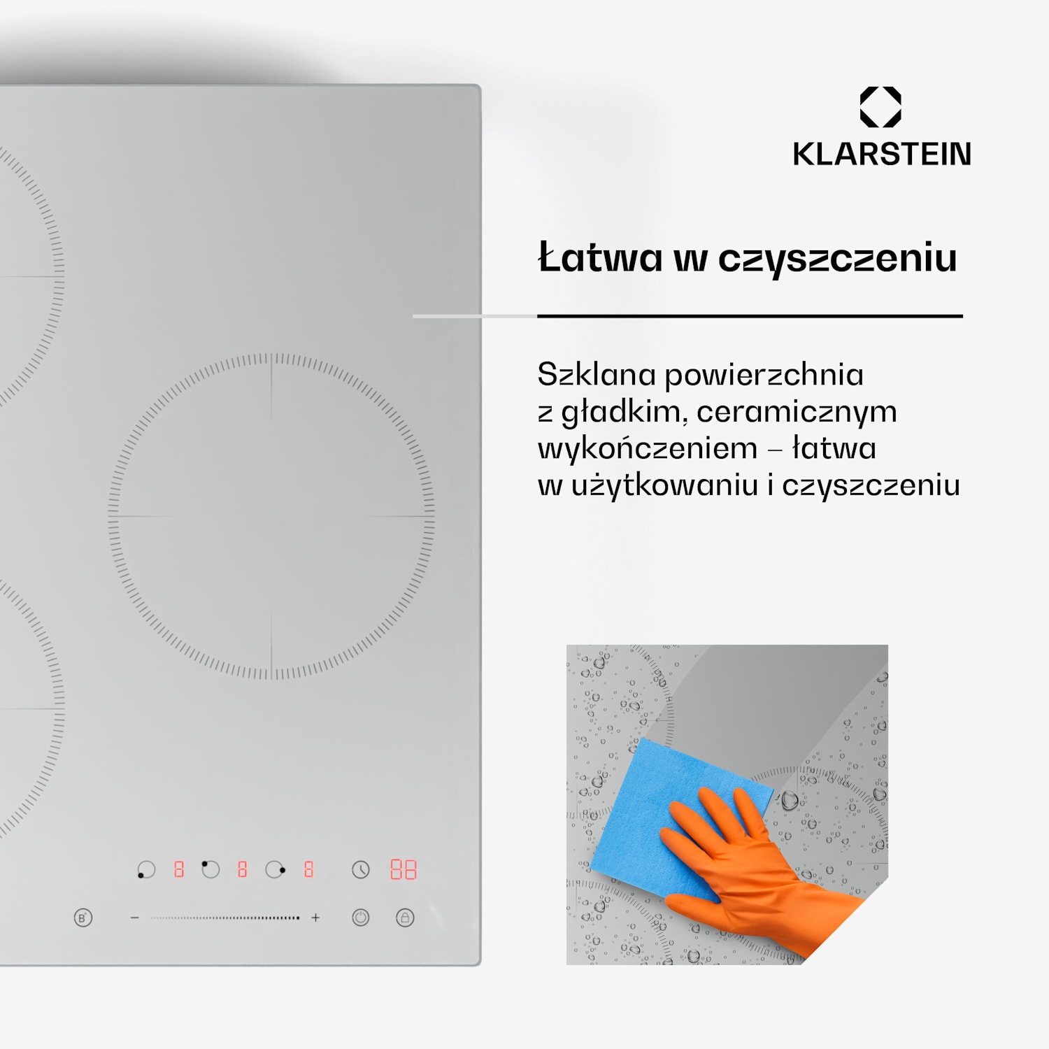 Delicatessa płyta indukcyjna, 45 cm, 6600 W, 3 pola grzewcze, suwak, Boost Victoria | 45 cm | Biały
