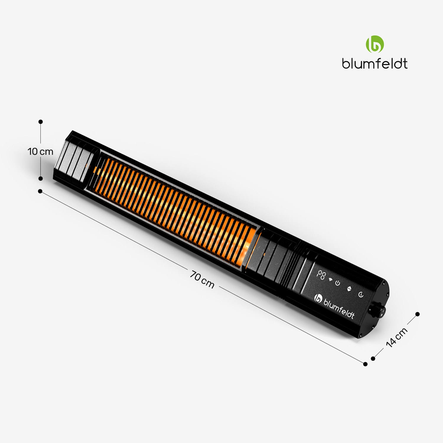 Gold Bar Slim 2000W Heizstrahler | 9 Stufen | WiFi-Funktion | Touchscreen | Fernbedienung | IP 65 2000 W | Schwarz