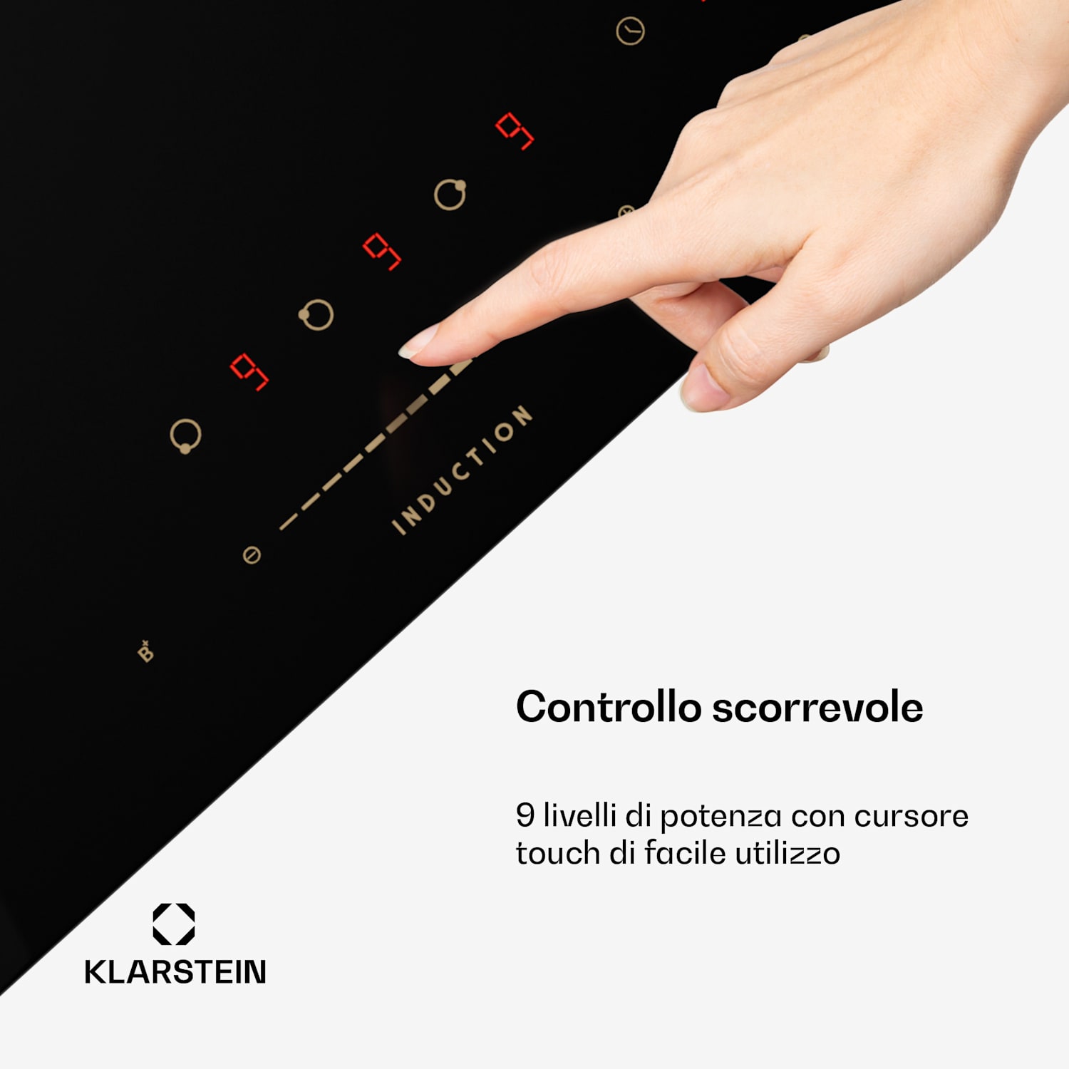 Victoria - Piano cottura a induzione | 45 cm | 6.600 W | 3 zone di cottura | Slider-Control | Boost 45 cm | Nero