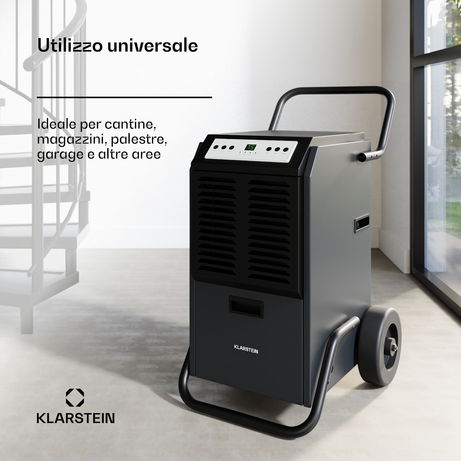 DuraDry 50L deumidificatore | 50L/giorno | 50-80 m₂ | inossidabile | portatile | 450 m³/h 50l/24h | Antracite