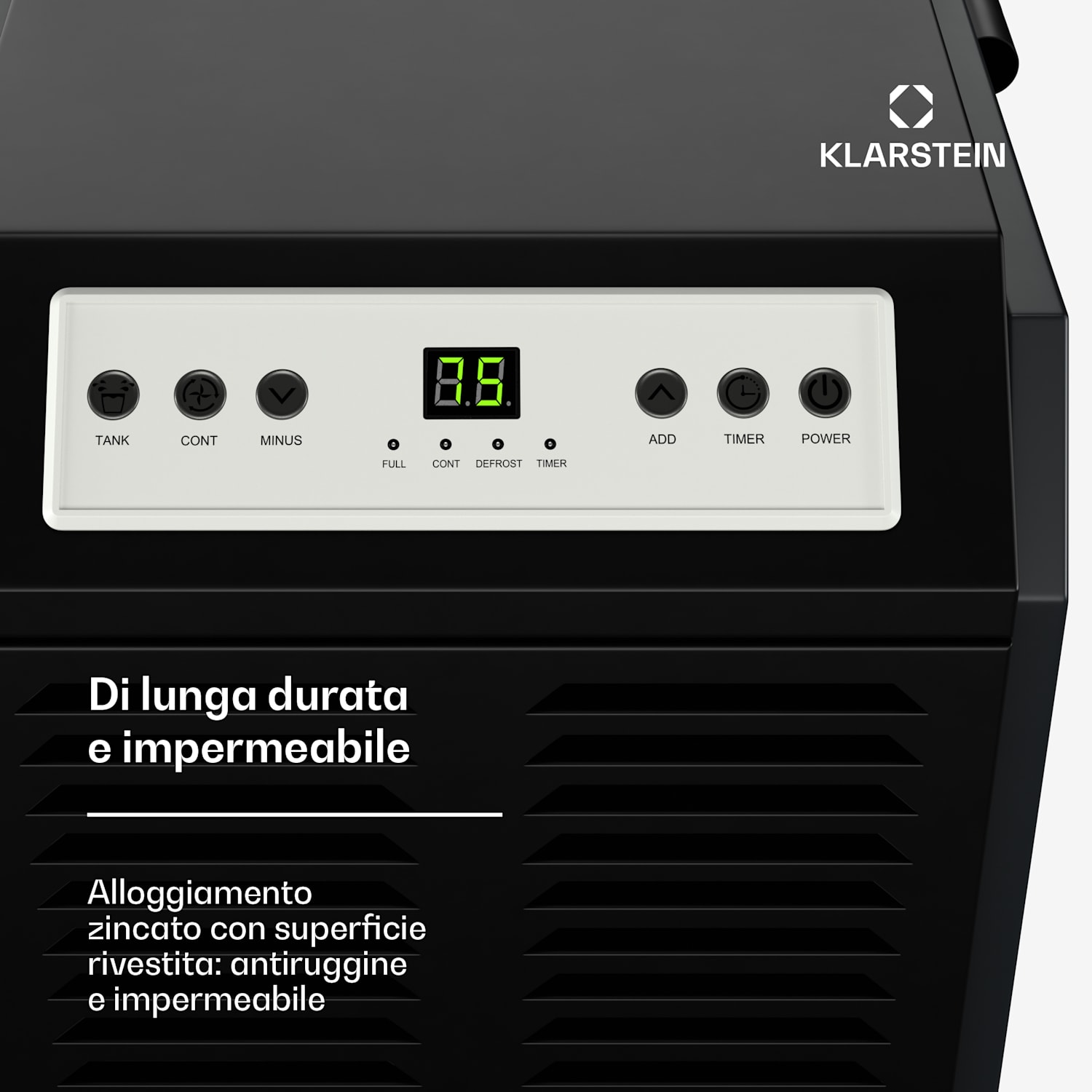 DuraDry 50L deumidificatore | 50L/giorno | 50-80 m₂ | inossidabile | portatile | 450 m³/h 50l/24h | Antracite