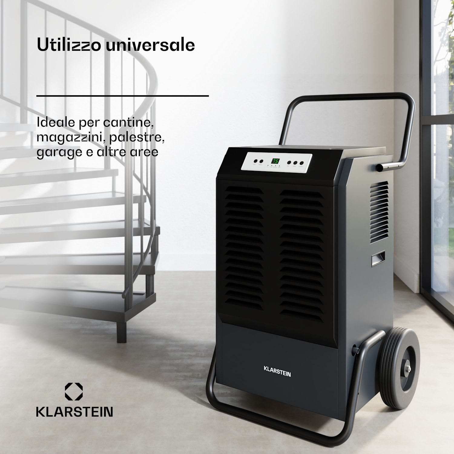 DuraDry 90L deumidificatore | 90L/giorno | 70-120 m₂ | inossidabile | portatile | 450 m³/h 90l/24h | Antracite