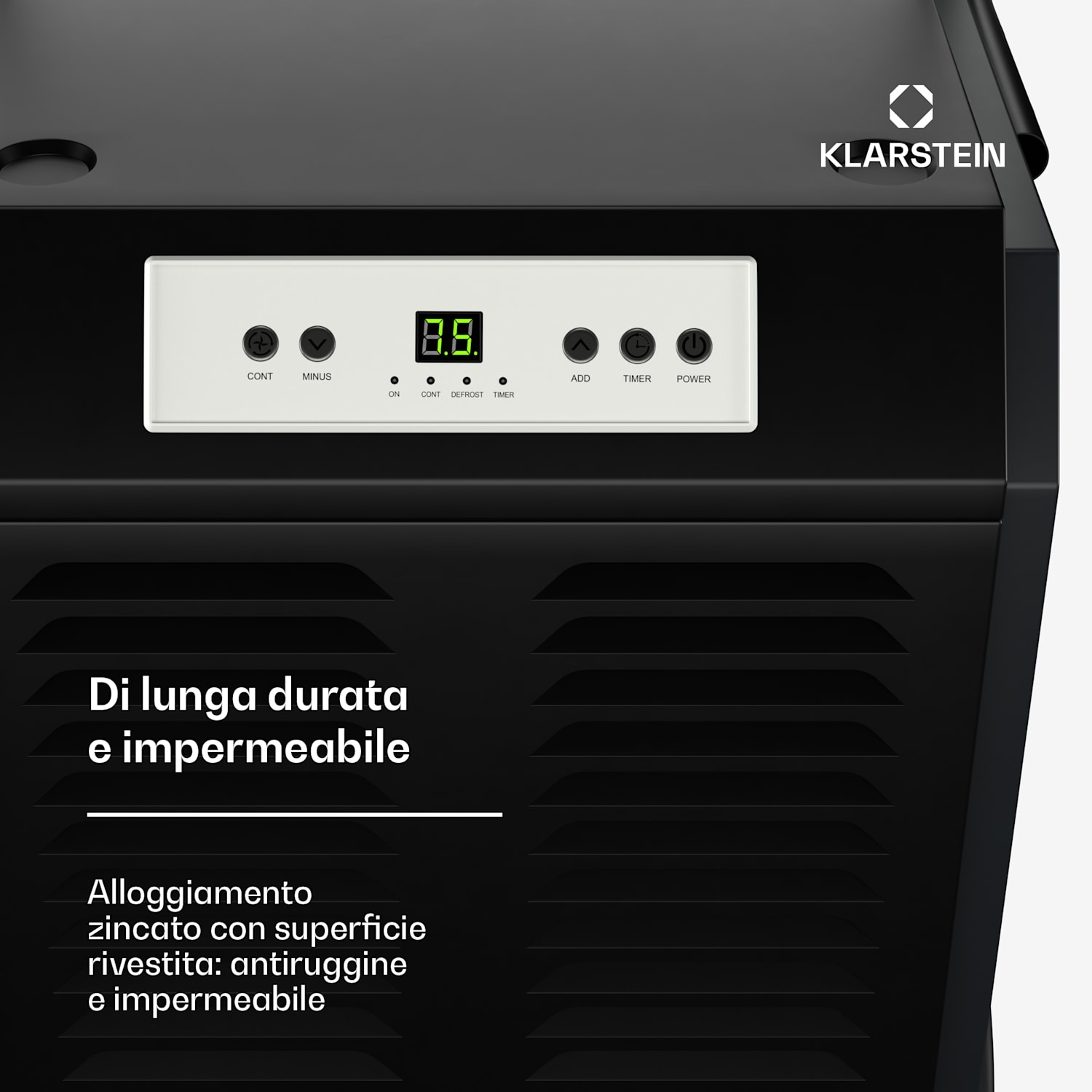 DuraDry 90L deumidificatore | 90L/giorno | 70-120 m₂ | inossidabile | portatile | 450 m³/h 90l/24h | Antracite