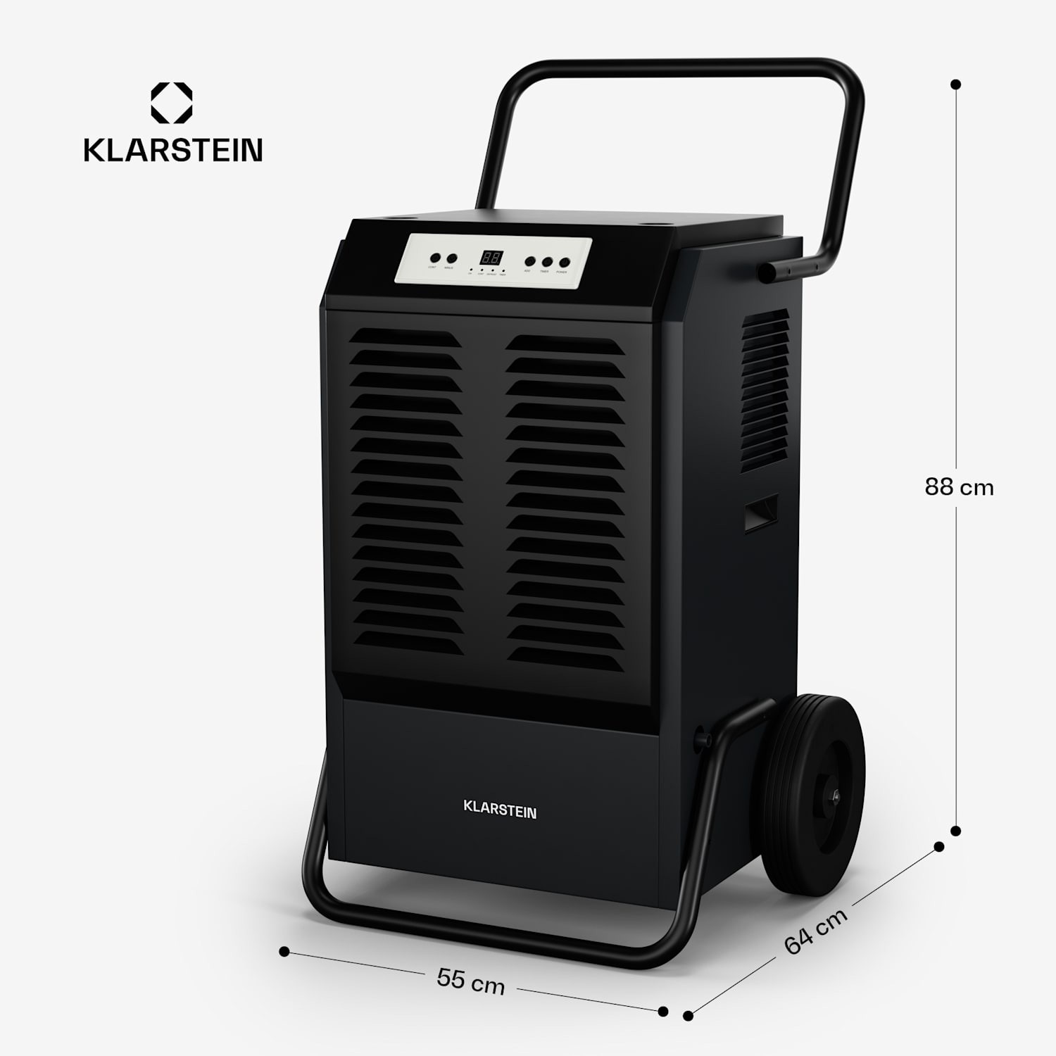 DuraDry 90L deumidificatore | 90L/giorno | 70-120 m₂ | inossidabile | portatile | 450 m³/h 90l/24h | Antracite