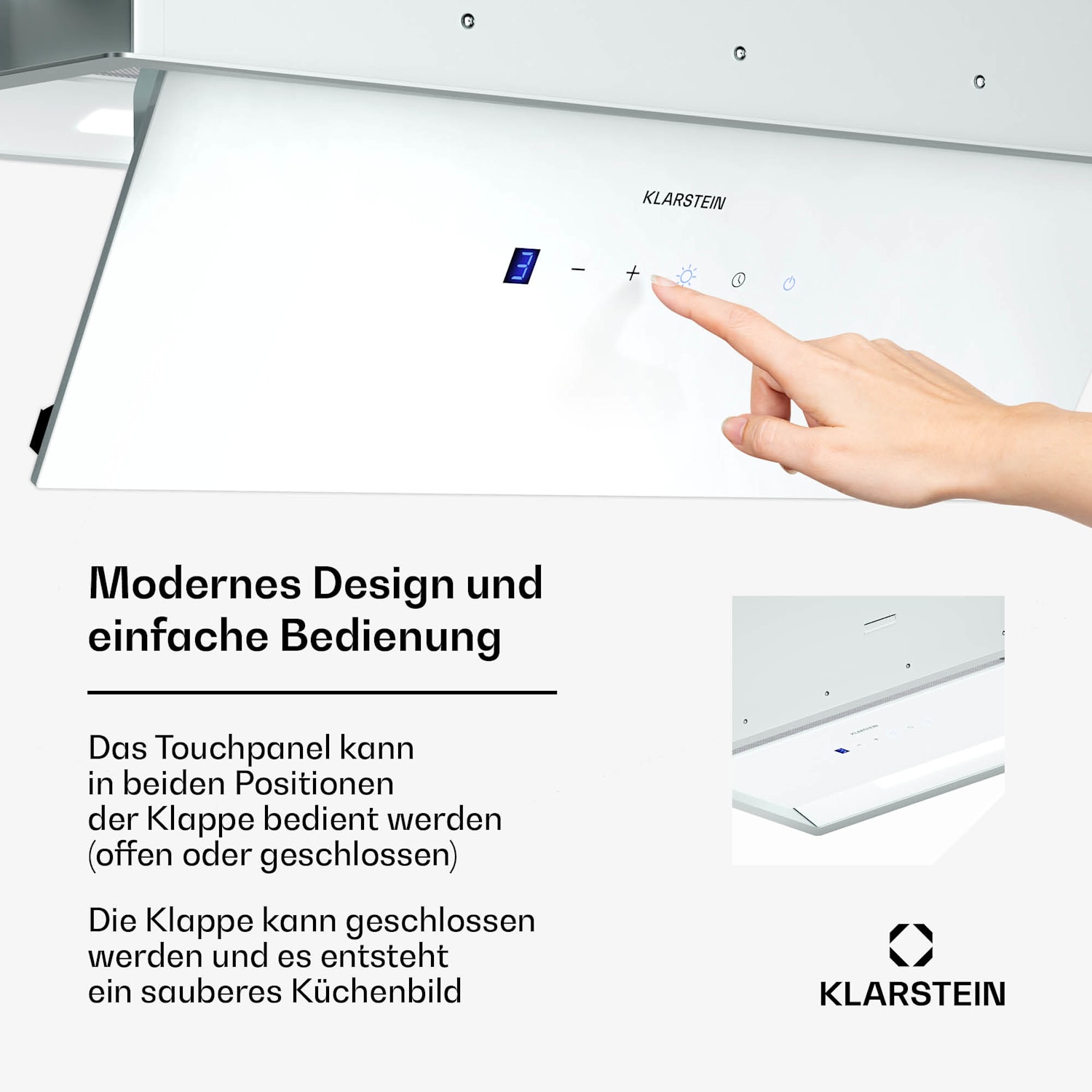 Ventimate Dunstabzugshaube | Touch Control | Abluft/Umluft | EEK A+ | 3 Stufen | LED | leise 60 cm | Weiß