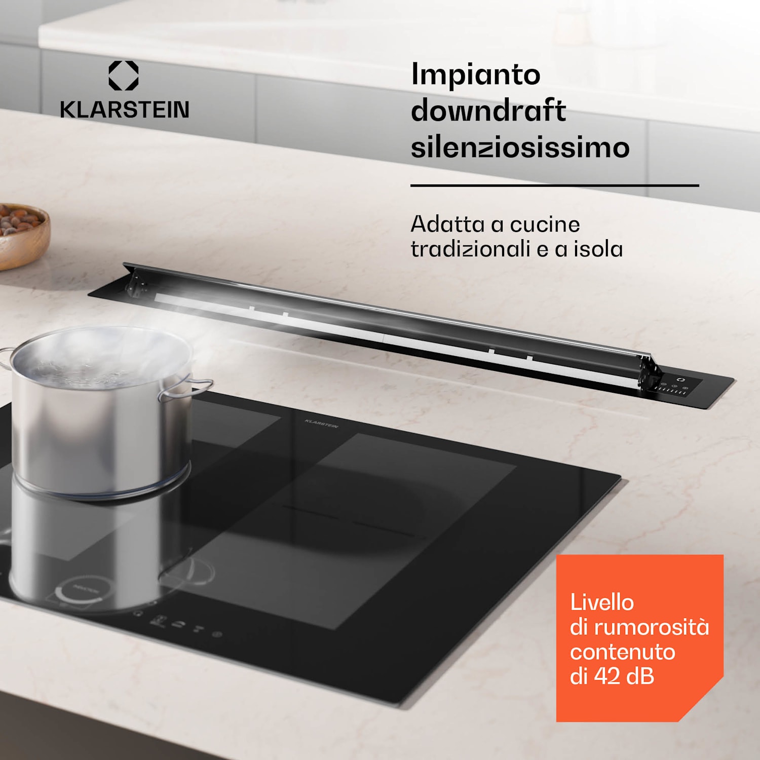 Brisa - Cappa aspirante | A scomparsa | 710 m³/ora | A+ | LED | 42dB | Scarico/ricircolo 90 cm | Nero
