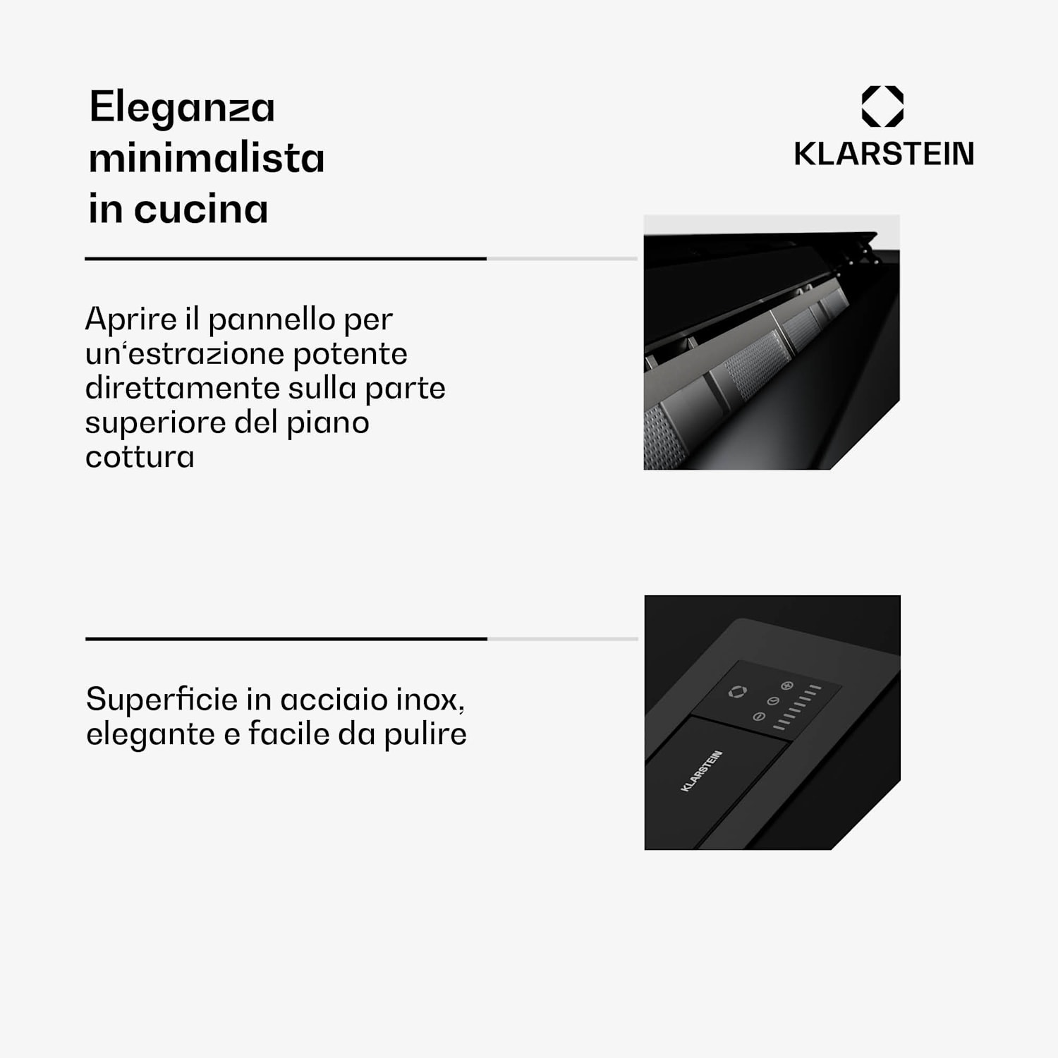 Brisa - Cappa aspirante | A scomparsa | 710 m³/ora | A+ | LED | 42dB | Scarico/ricircolo 90 cm | Nero