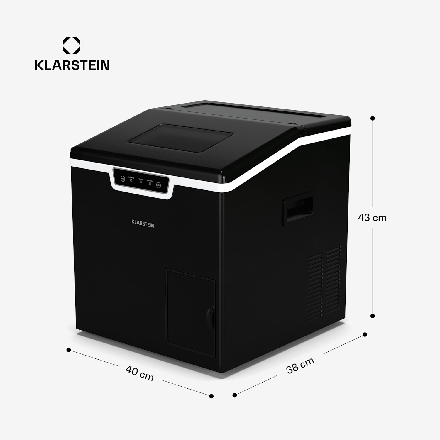 Icefestival Bullet Macchina per il ghiaccio, Fabbricatore di ghiaccio industriale, 400W, 3 litri, 20 kg/24 ore proiettile | Nero