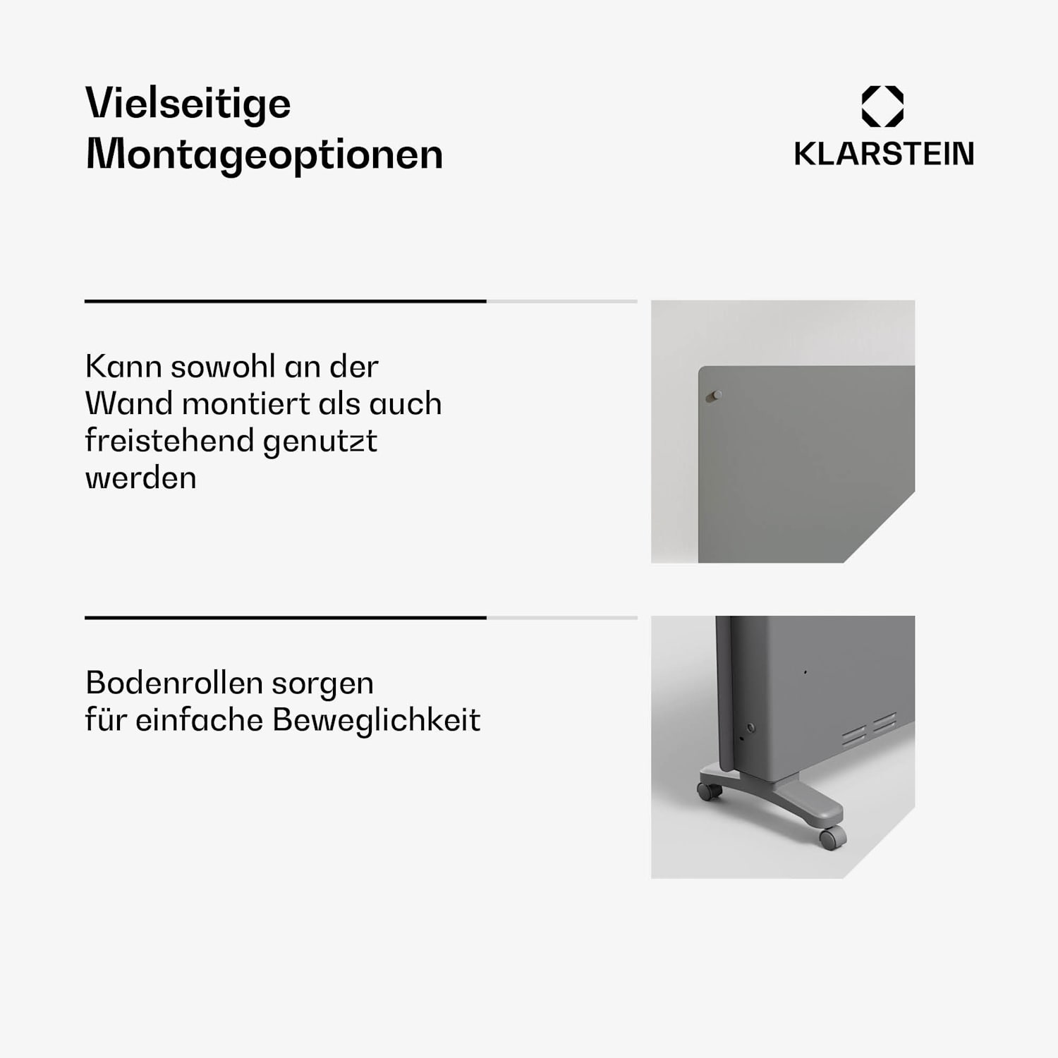 Bansin Crystal Smart Konvektor 1500 | 1500 W | App | 5- 50 °C | LED-Anzeige | Touch-Display 1500 W | Grau