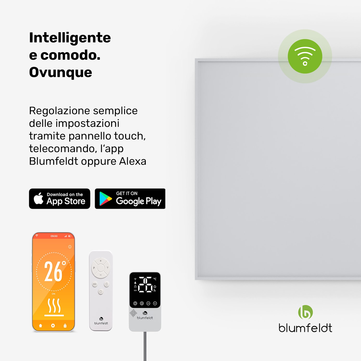 RadiantSmart IR Heater | Stufa a infrarossi | Termostato esterno | 600 W | Efficienza energetica Base | 60 x 100 cm | Bianco