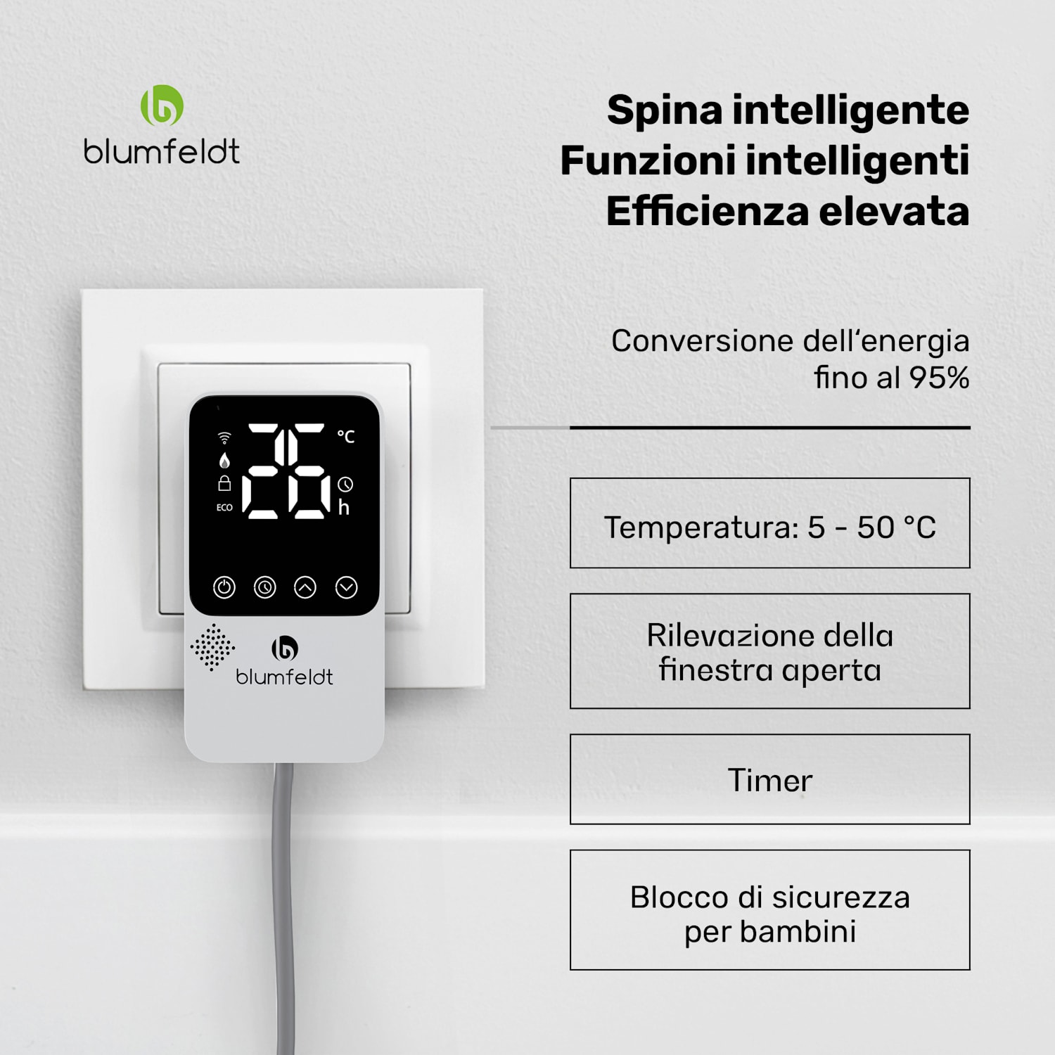RadiantSmart IR Heater | Stufa a infrarossi | Termostato esterno | 600 W | Efficienza energetica Base | 60 x 100 cm | Bianco
