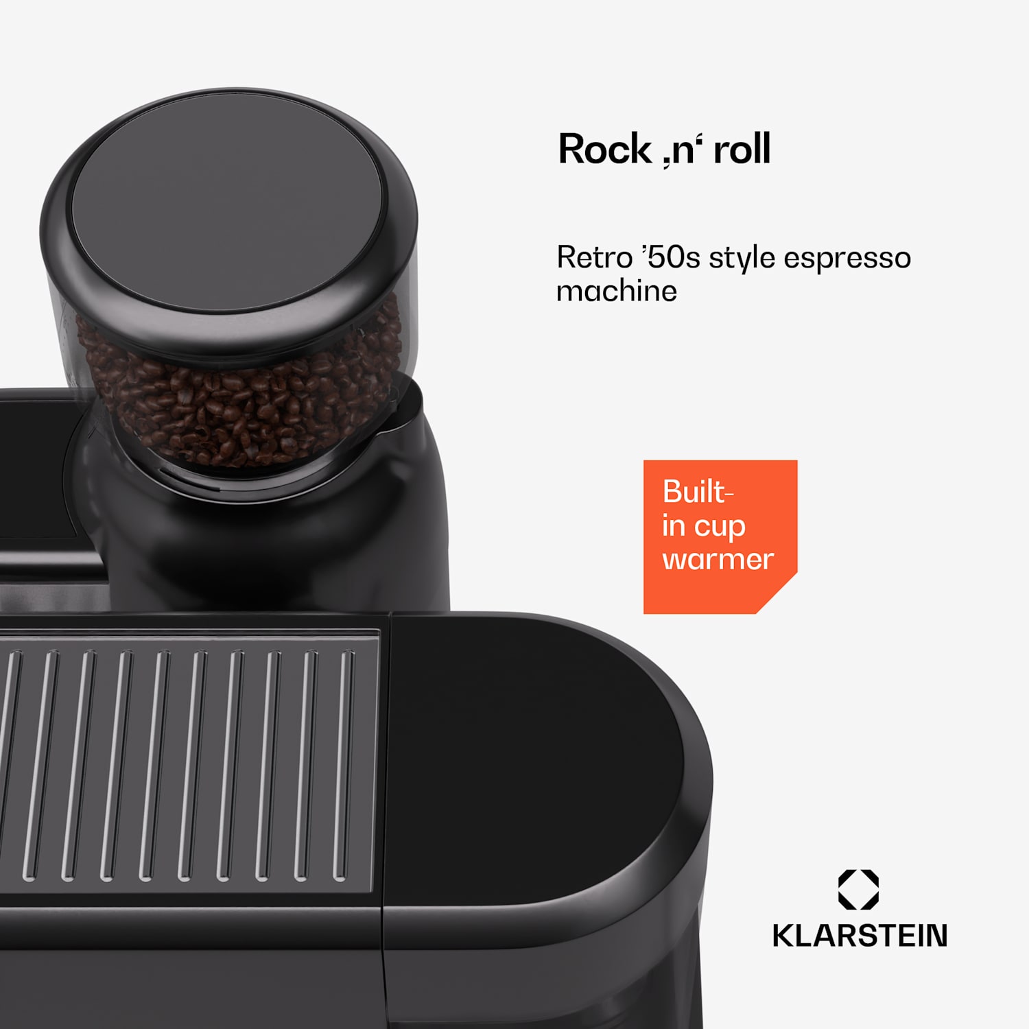 Bella Café espresso machine | vintage | grinder | 19 bar | milk foam | 1150 W Black