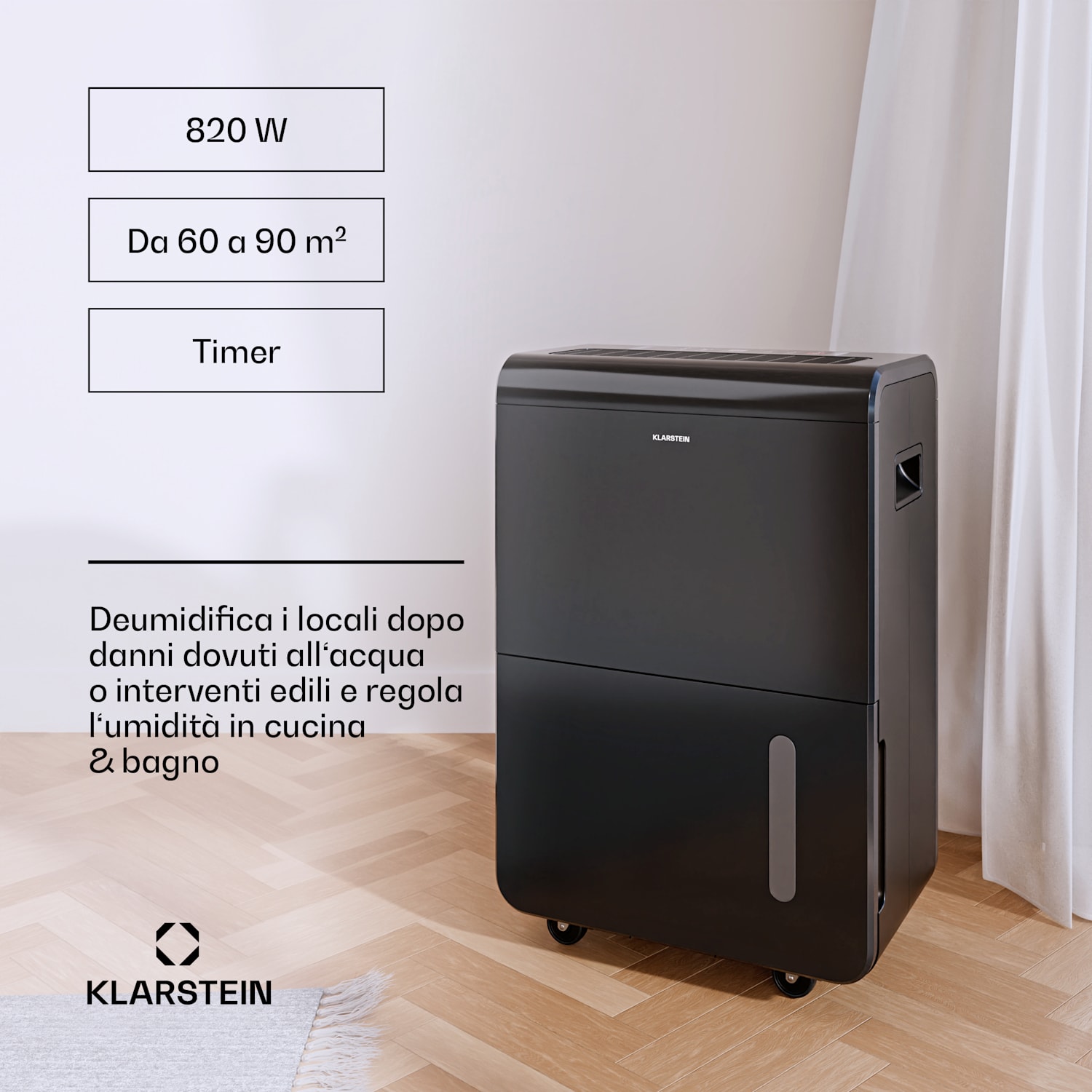 DryFy Grand Smart 70 L Deumidificatore | 70 litri/giorno  70l/24h | Antracite