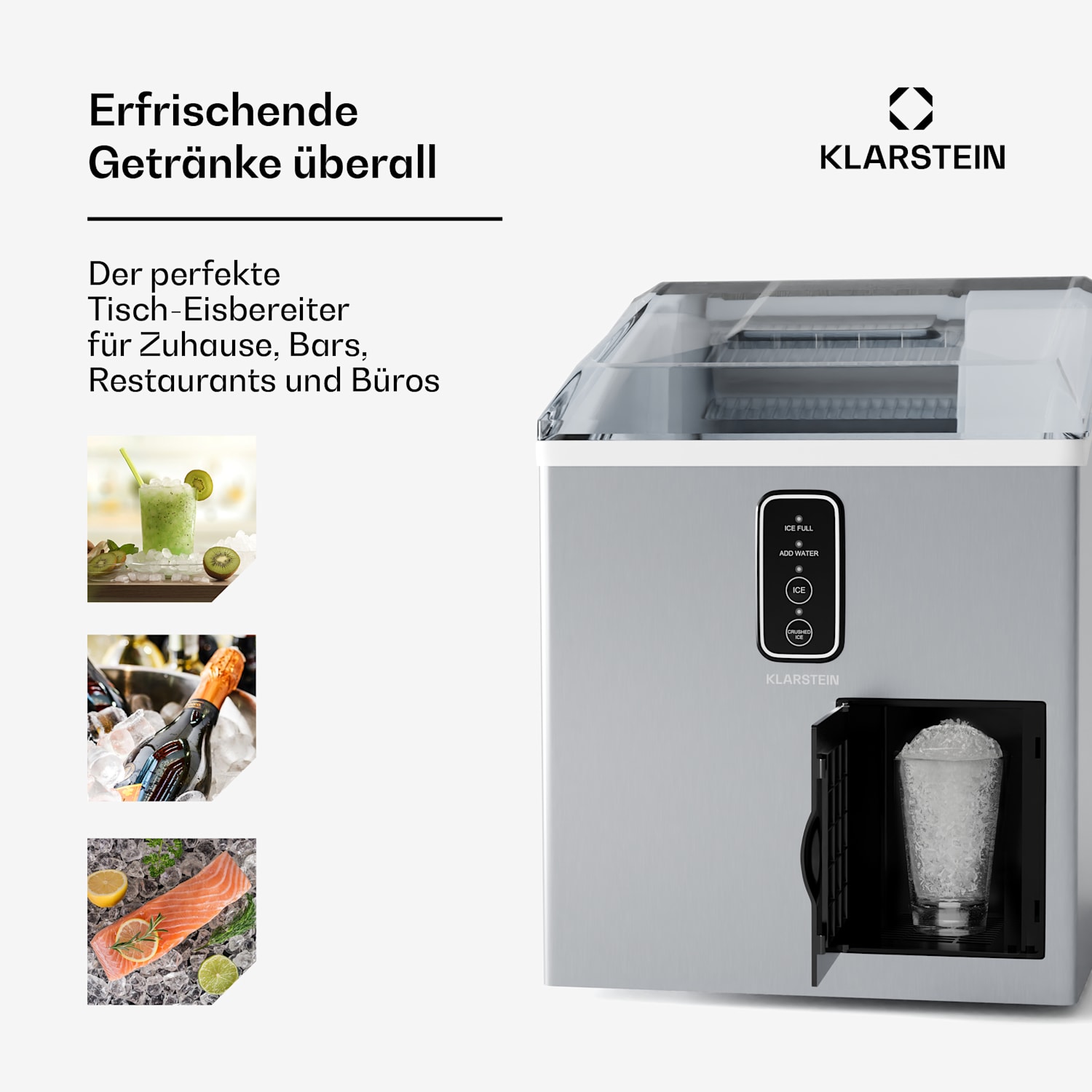 Bullet Ice Shaved Ice Maker | 15 kg Eisproduktion | Bullet & Shaved Ice | Edelstahl 