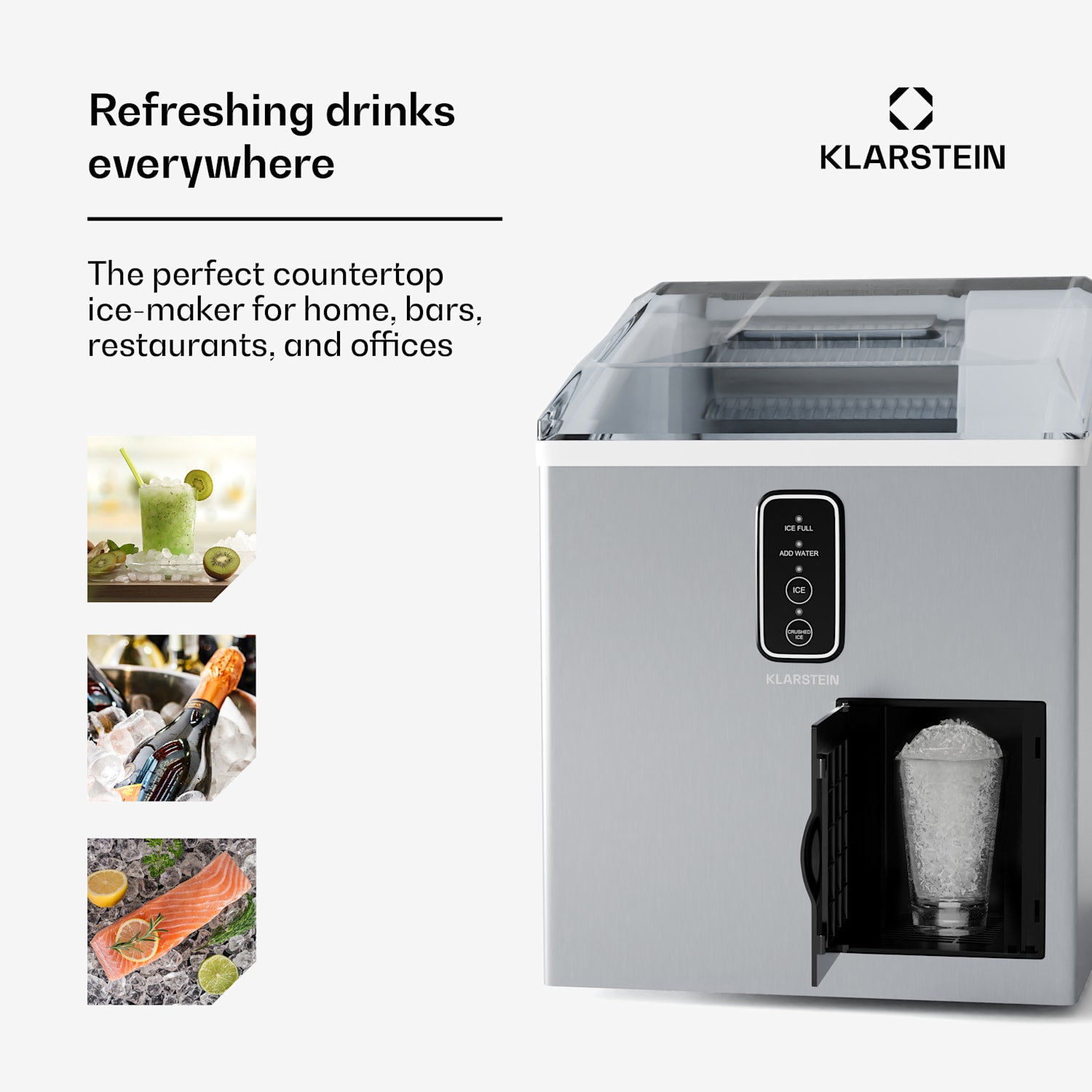 Bullet Ice Shaved ice maker | 15 kg ice production | bullet & shaved ice | stainless steel 